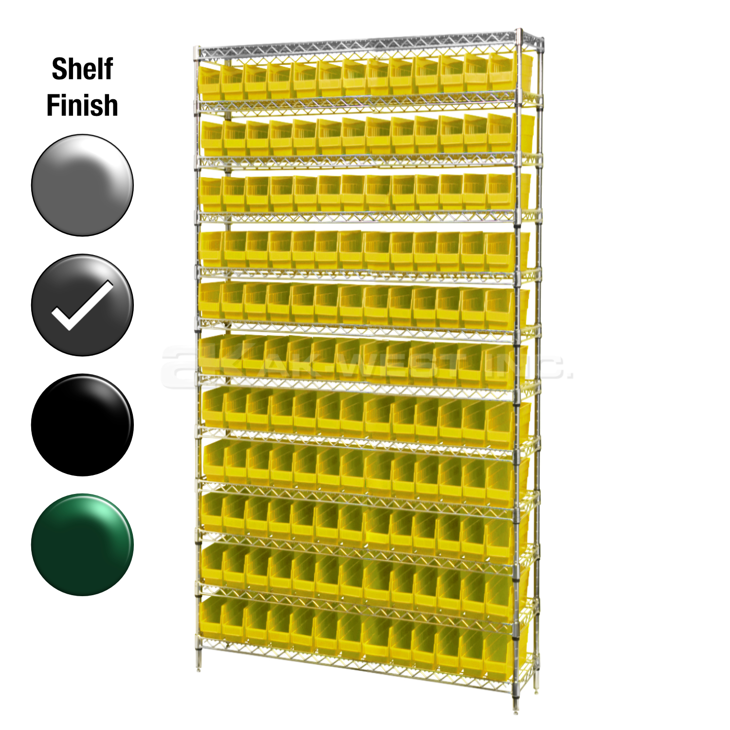 12"D x 36"W x 74"H Grey Epoxy Shelf w/ (12) Shelves and (132) 30110s