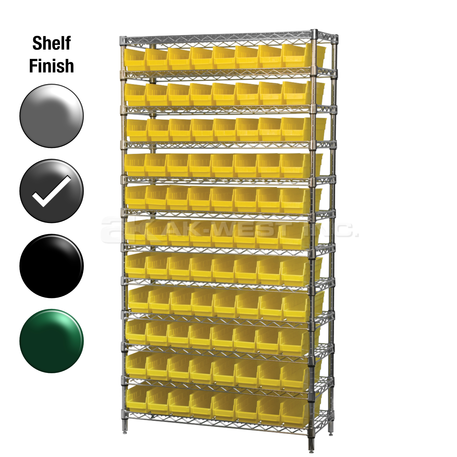 12"D x 36"W x 74"H Grey Epoxy Shelf w/ (12) Shelves and (88) 30120s