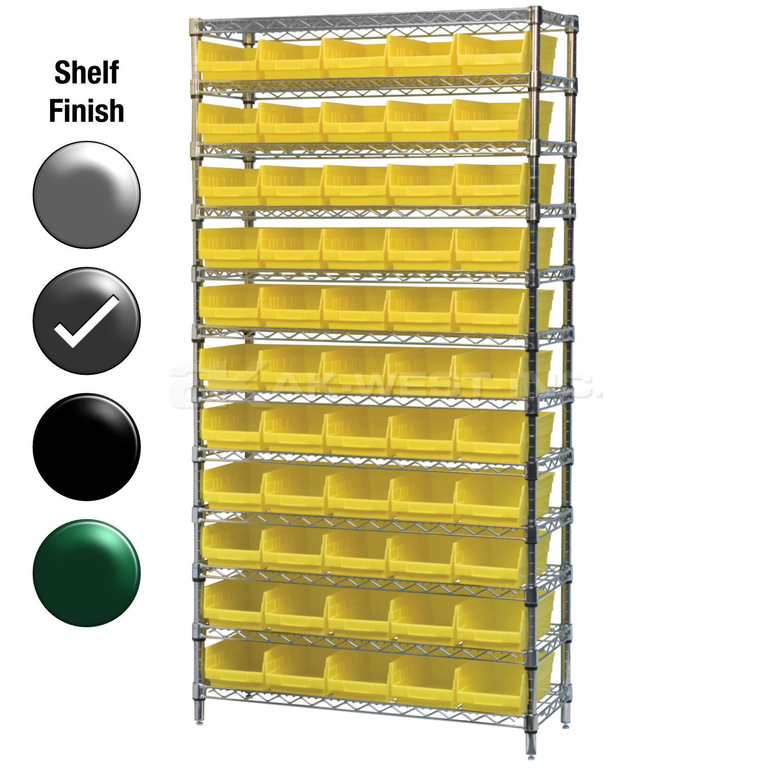 12"D x 36"W x 74"H Grey Epoxy Shelf w/ (12) Shelves and (55) 30130s