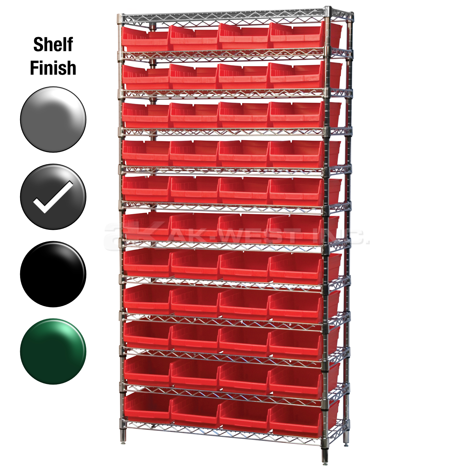 12"D x 36"W x 74"H Grey Epoxy Shelf w/ (12) Shelves and (44) 30150s