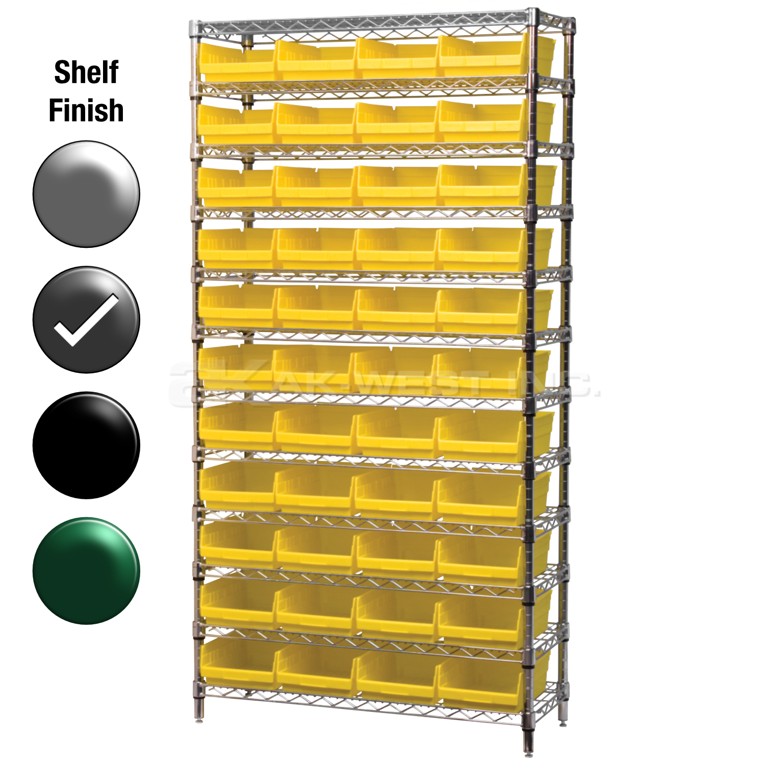 12"D x 36"W x 74"H Grey Epoxy Shelf w/ (12) Shelves and (44) 30150s