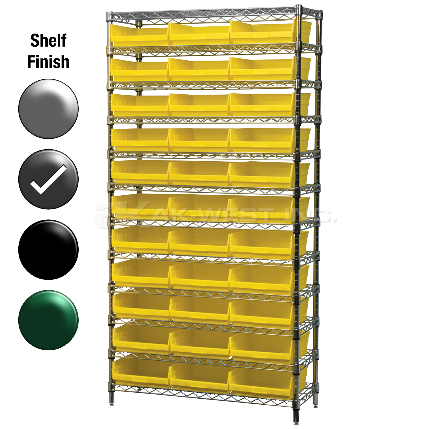 12"D x 36"W x 74"H Grey Epoxy Shelf w/ (12) Shelves and (33) 30170s