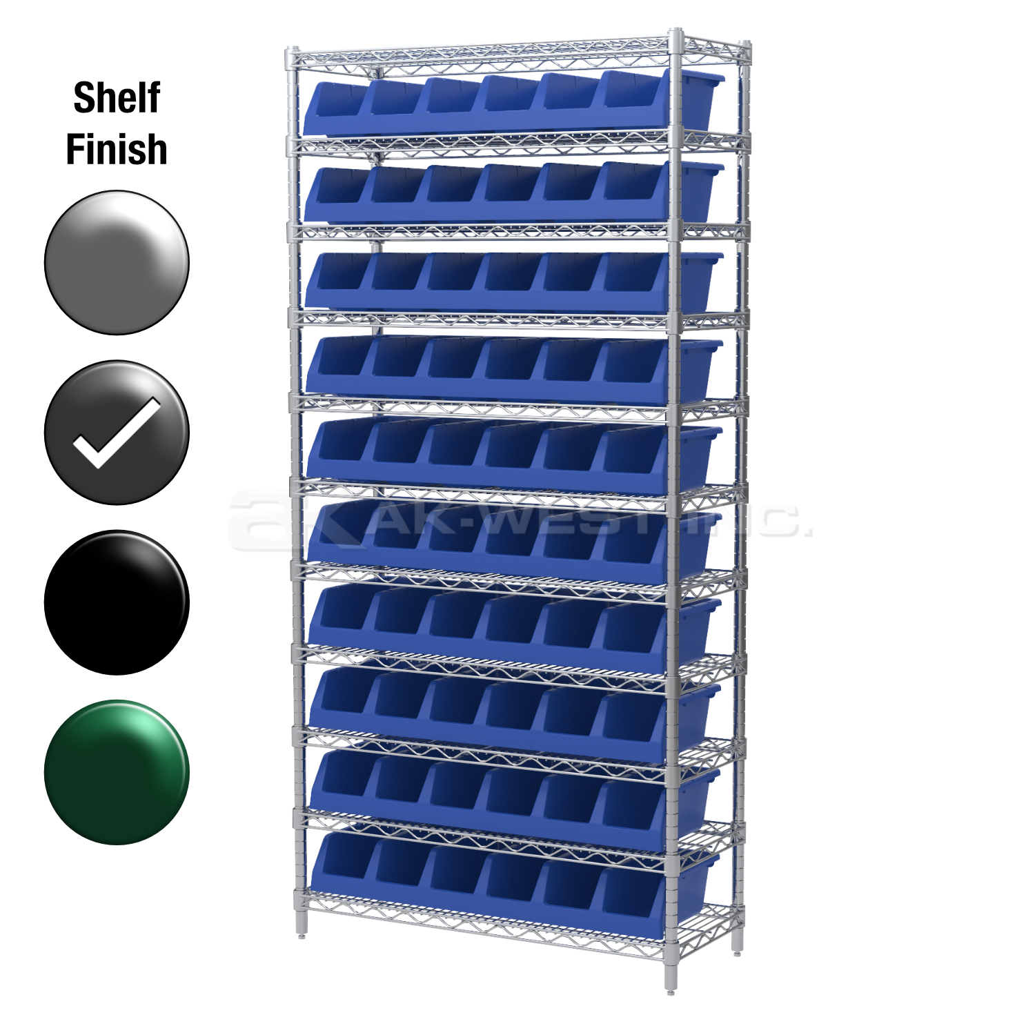 12"D x 36"W x 74"H Grey Epoxy Shelf w/ (11) Shelves and (10) 30312s