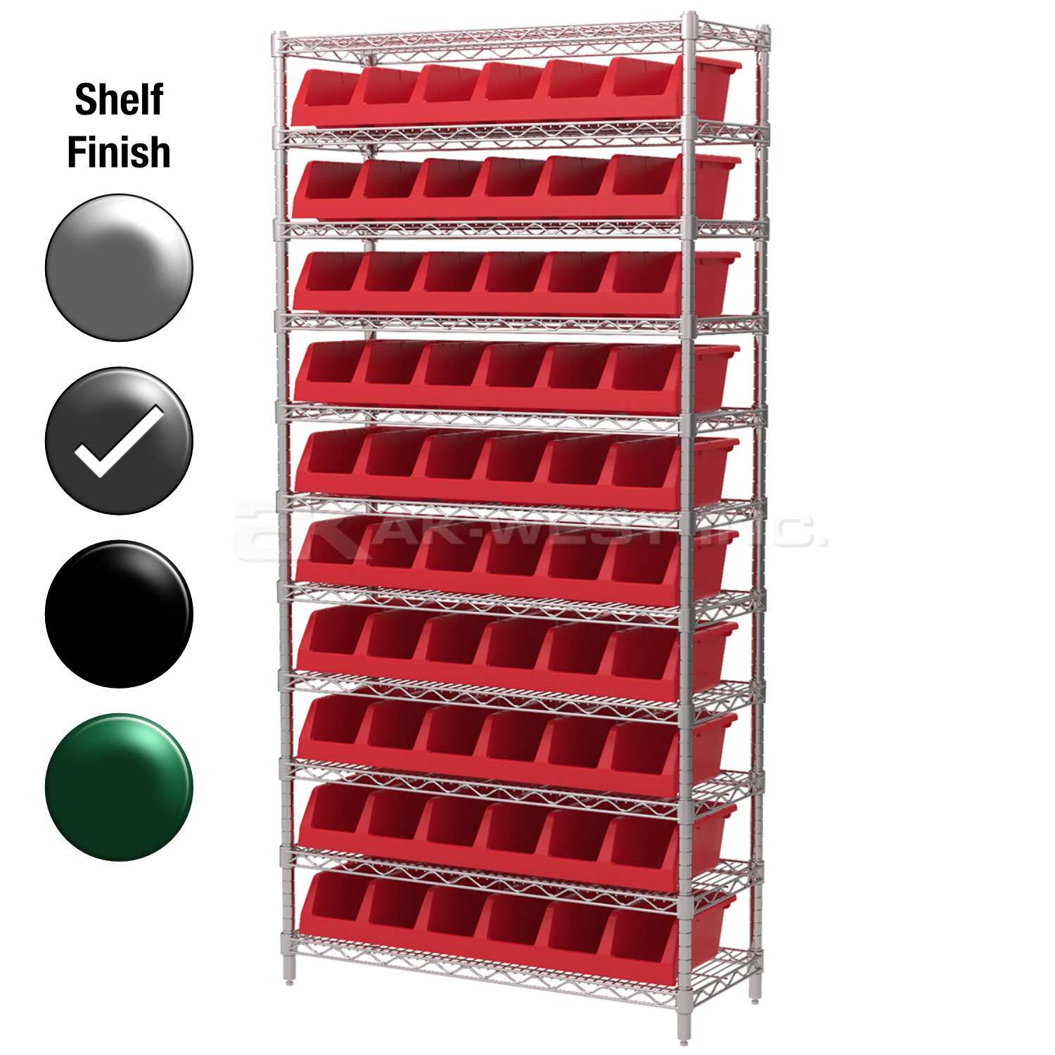 12"D x 36"W x 74"H Grey Epoxy Shelf w/ (11) Shelves and (10) 30312s
