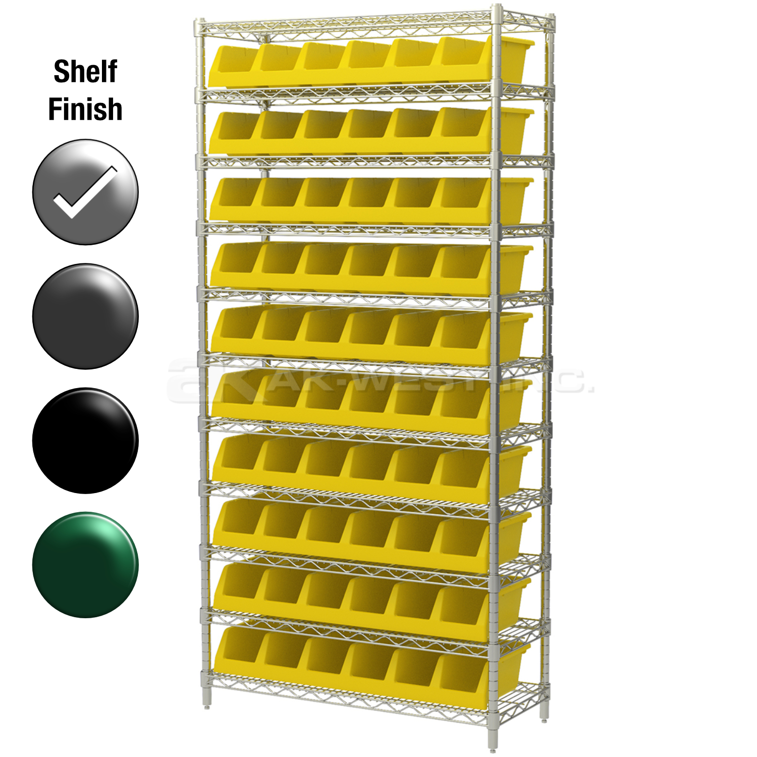 12"D x 36"W x 74"H Chrome Shelf w/ (11) Shelves and (10) 30312s
