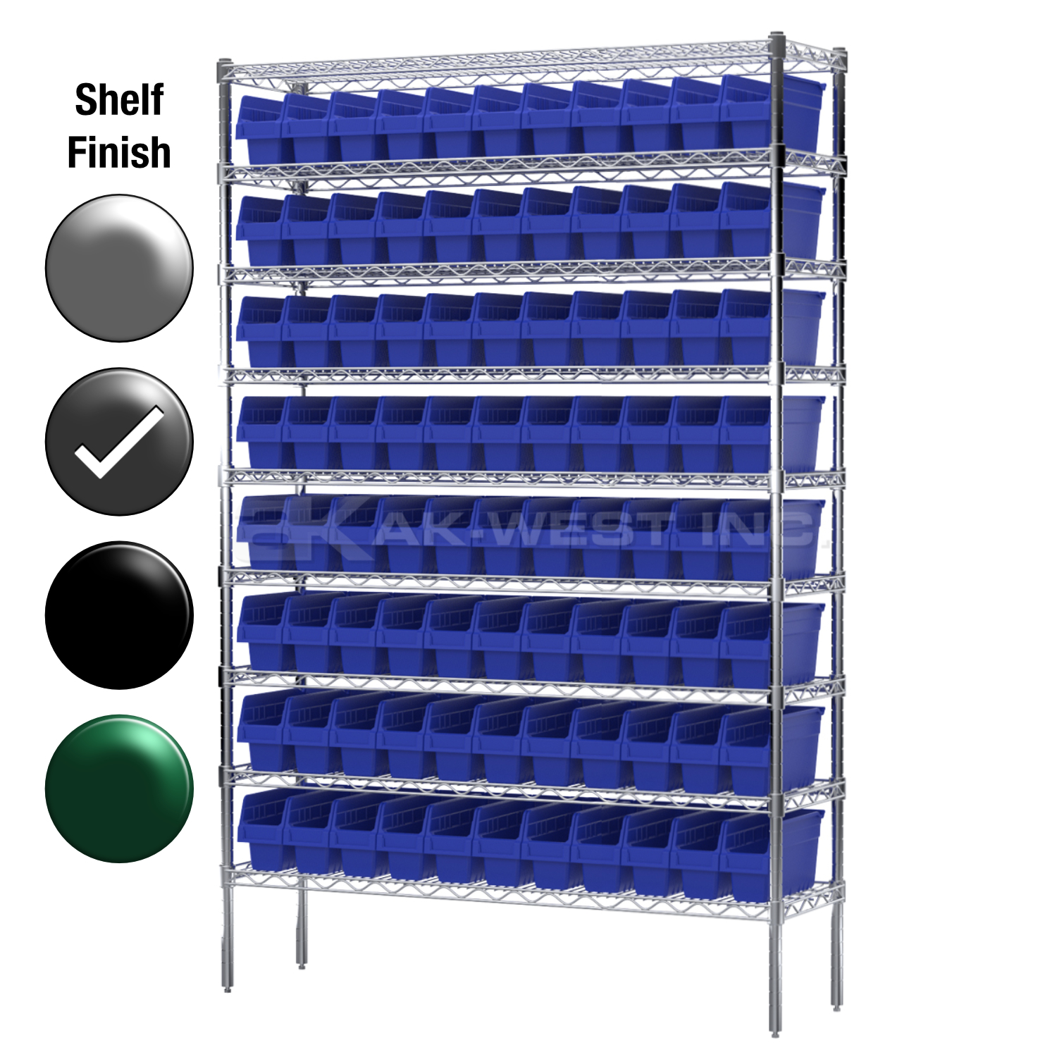 12"D x 48"W x 74"H Grey Epoxy Shelf w/ (9) Shelves and (88) 30040s