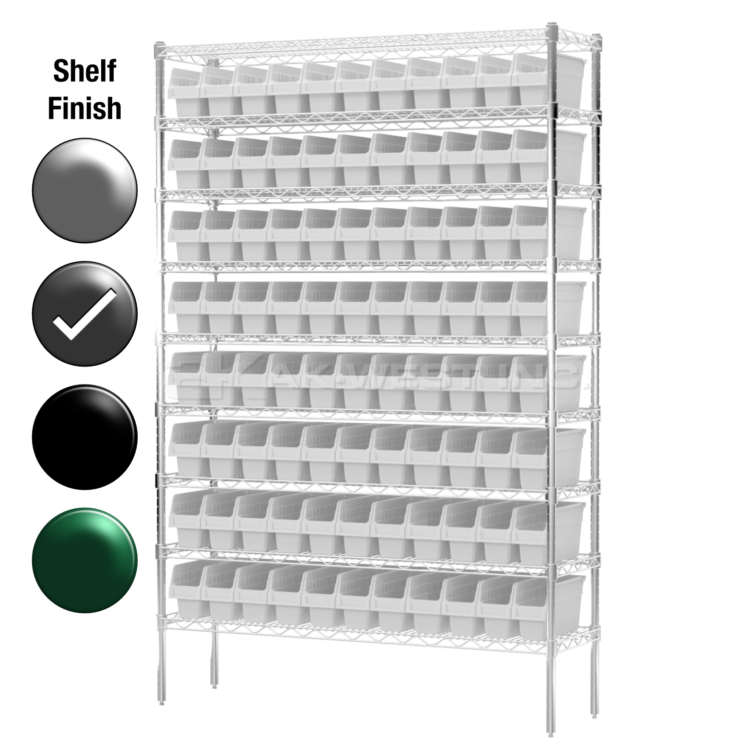 12"D x 48"W x 74"H Grey Epoxy Shelf w/ (9) Shelves and (88) 30040s