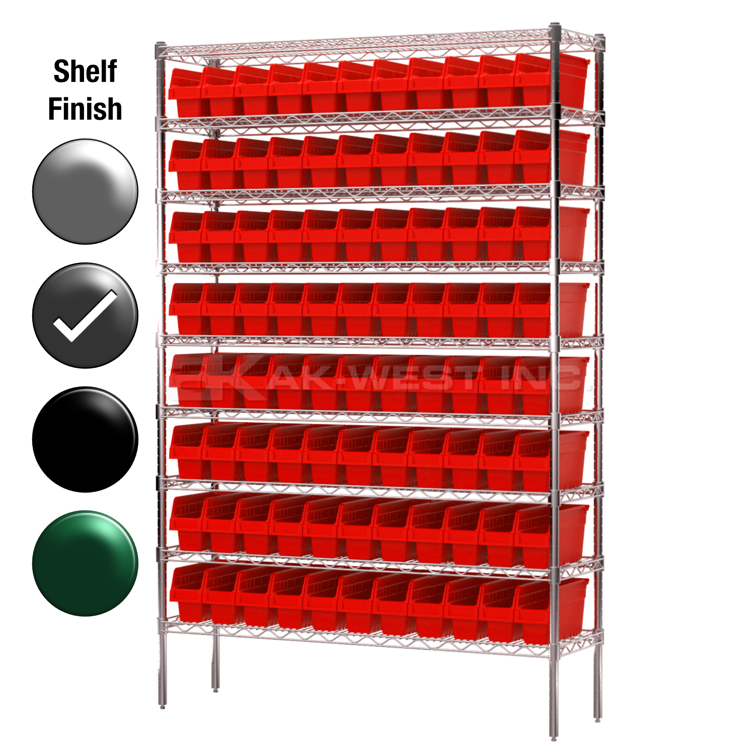 12"D x 48"W x 74"H Grey Epoxy Shelf w/ (9) Shelves and (88) 30040s