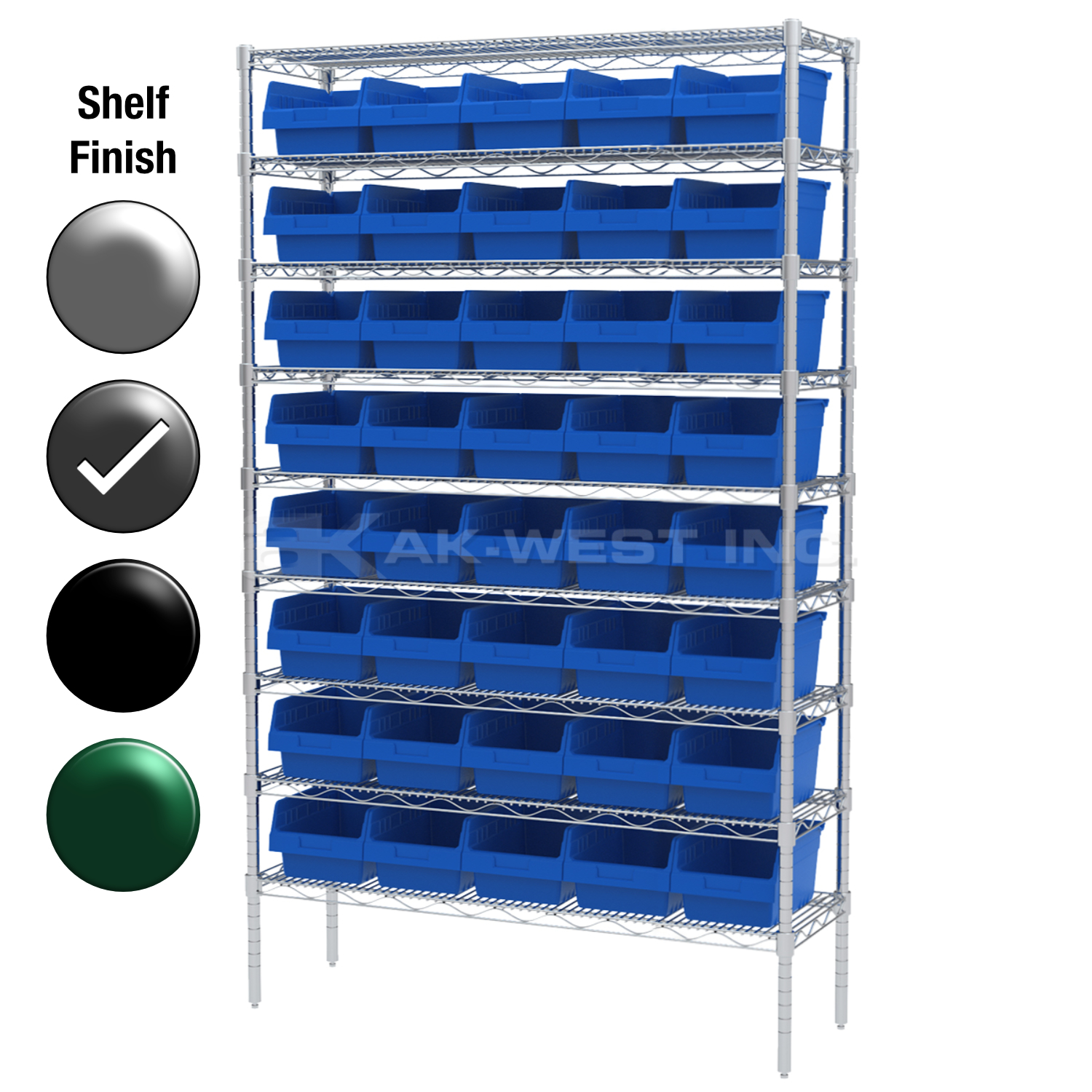 12"D x 48"W x 74"H Grey Epoxy Shelf w/ (9) Shelves and (40) 30080s