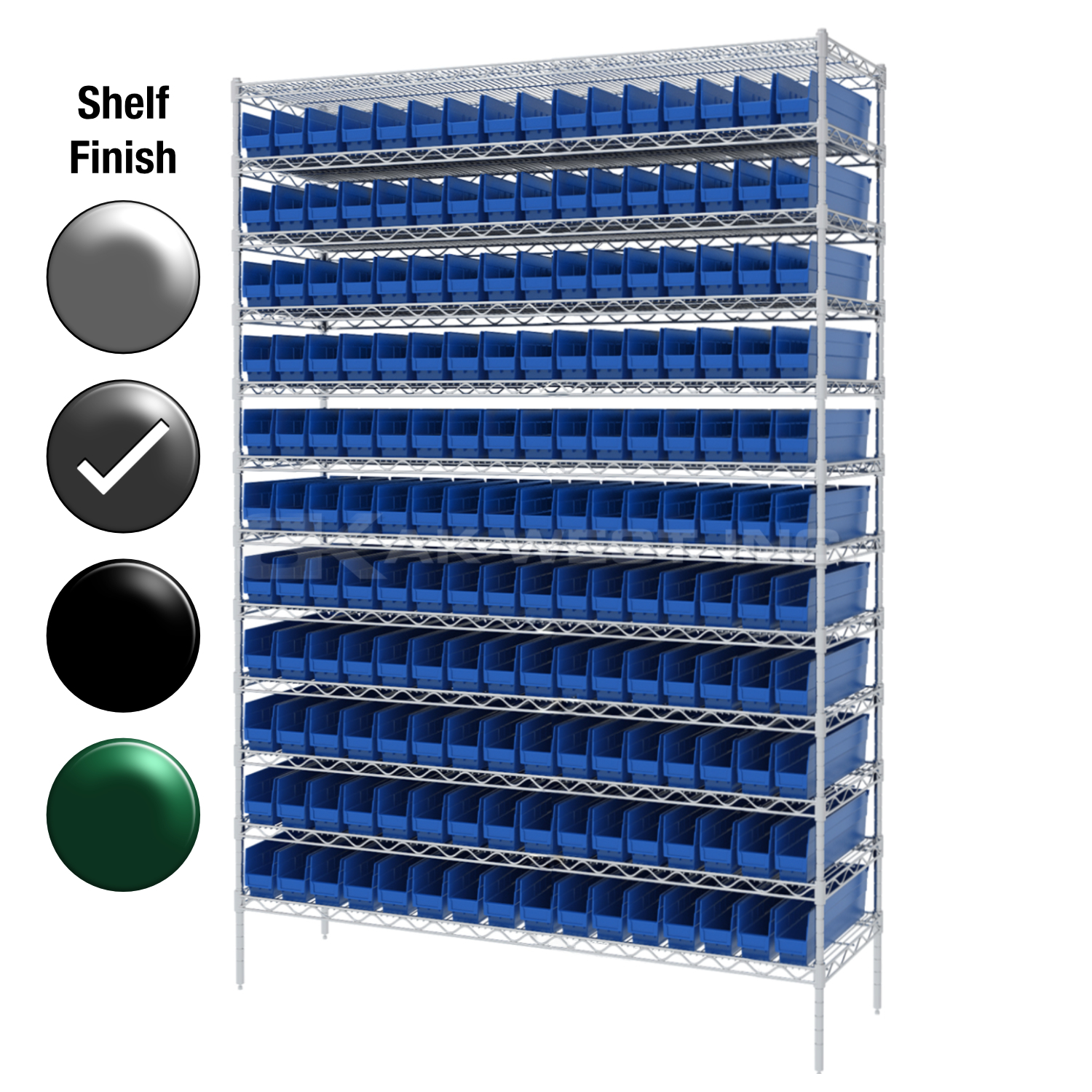 12"D x 48"W x 74"H Grey Epoxy Shelf w/ (12) Shelves and (176) 30110s