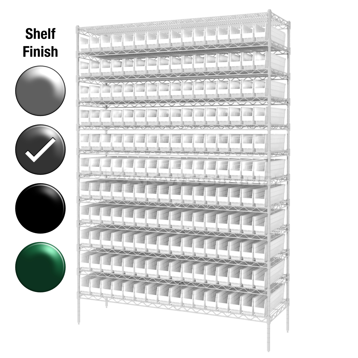 12"D x 48"W x 74"H Grey Epoxy Shelf w/ (12) Shelves and (176) 30110s