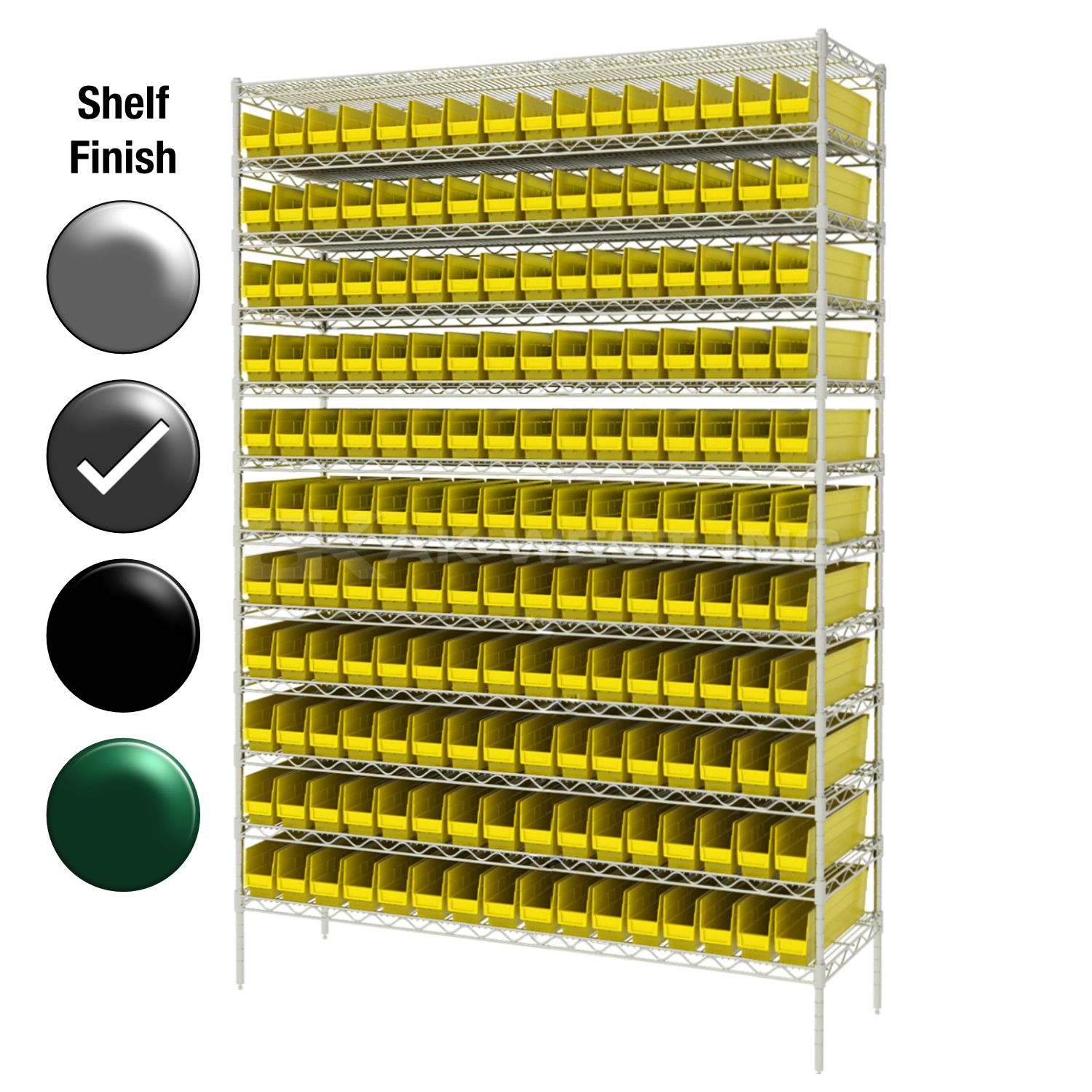 12"D x 48"W x 74"H Grey Epoxy Shelf w/ (12) Shelves and (176) 30110s