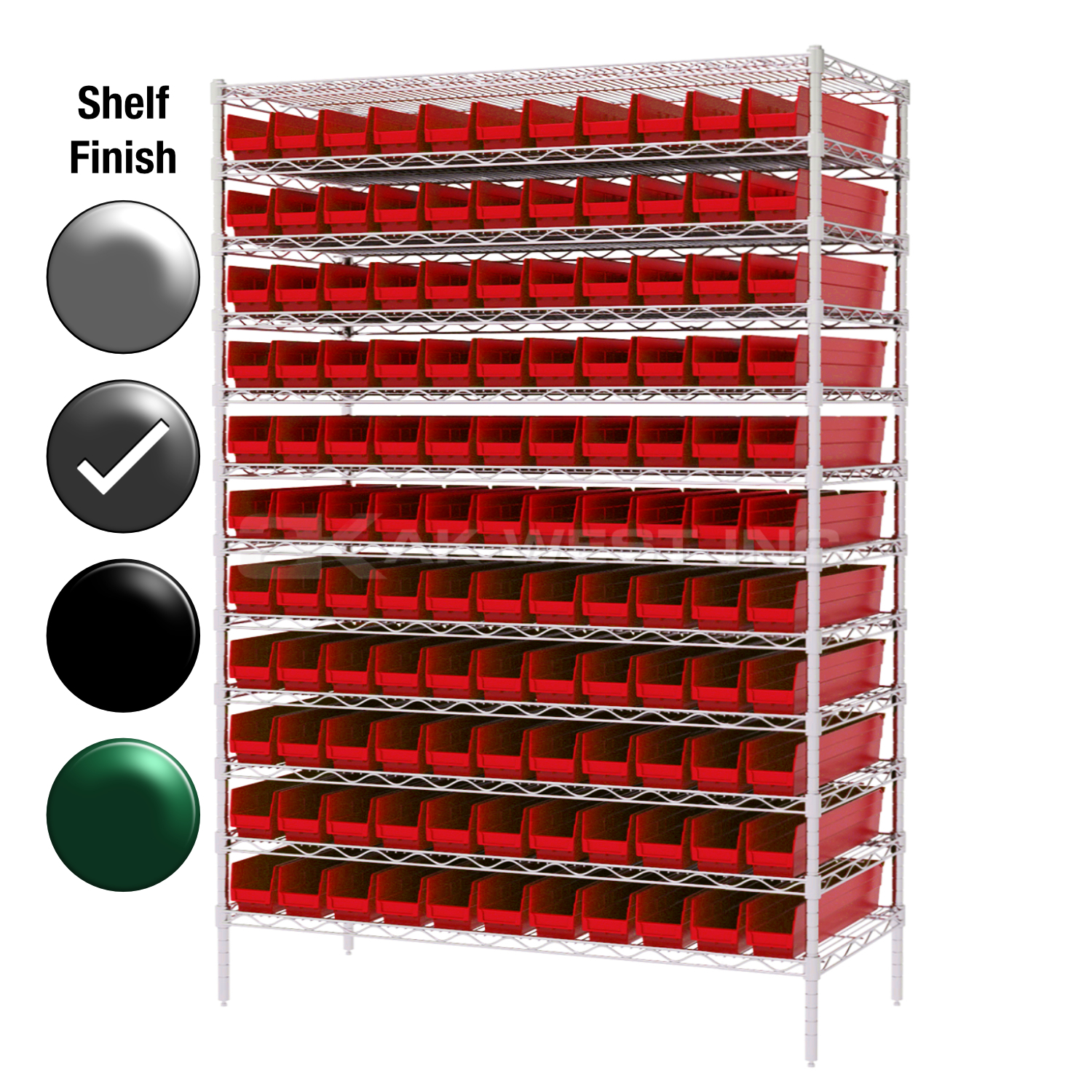 12"D x 48"W x 74"H Grey Epoxy Shelf w/ (12) Shelves and (121) 30120s