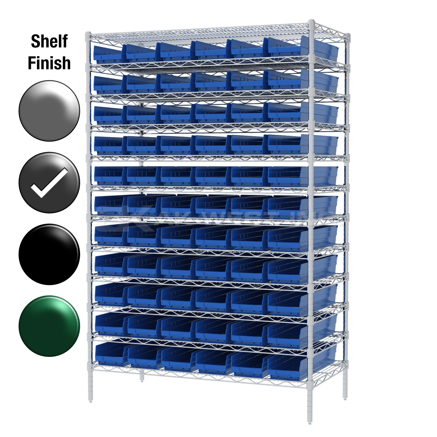 12"D x 48"W x 74"H Grey Epoxy Shelf w/ (12) Shelves and (66) 30130s