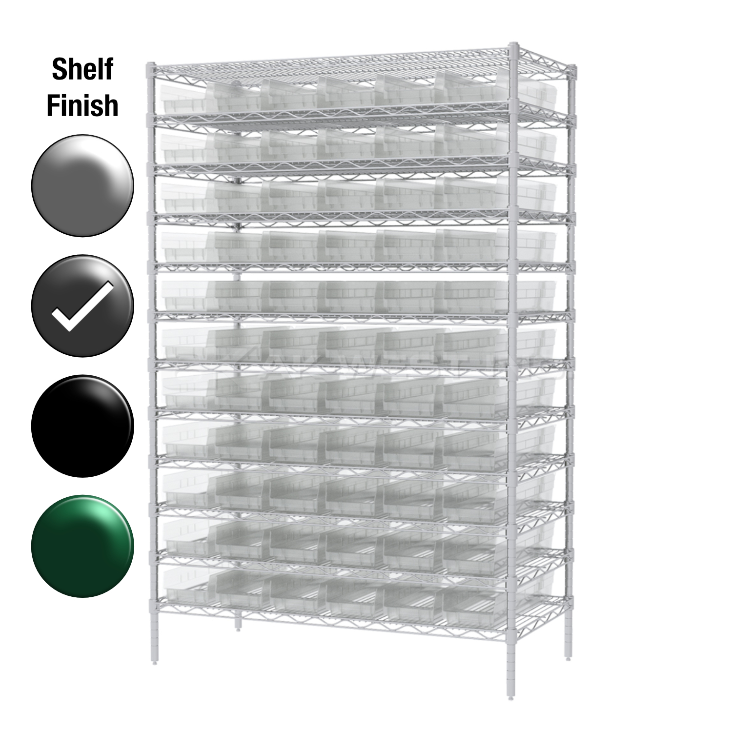 12"D x 48"W x 74"H Grey Epoxy Shelf w/ (12) Shelves and (66) 30130s