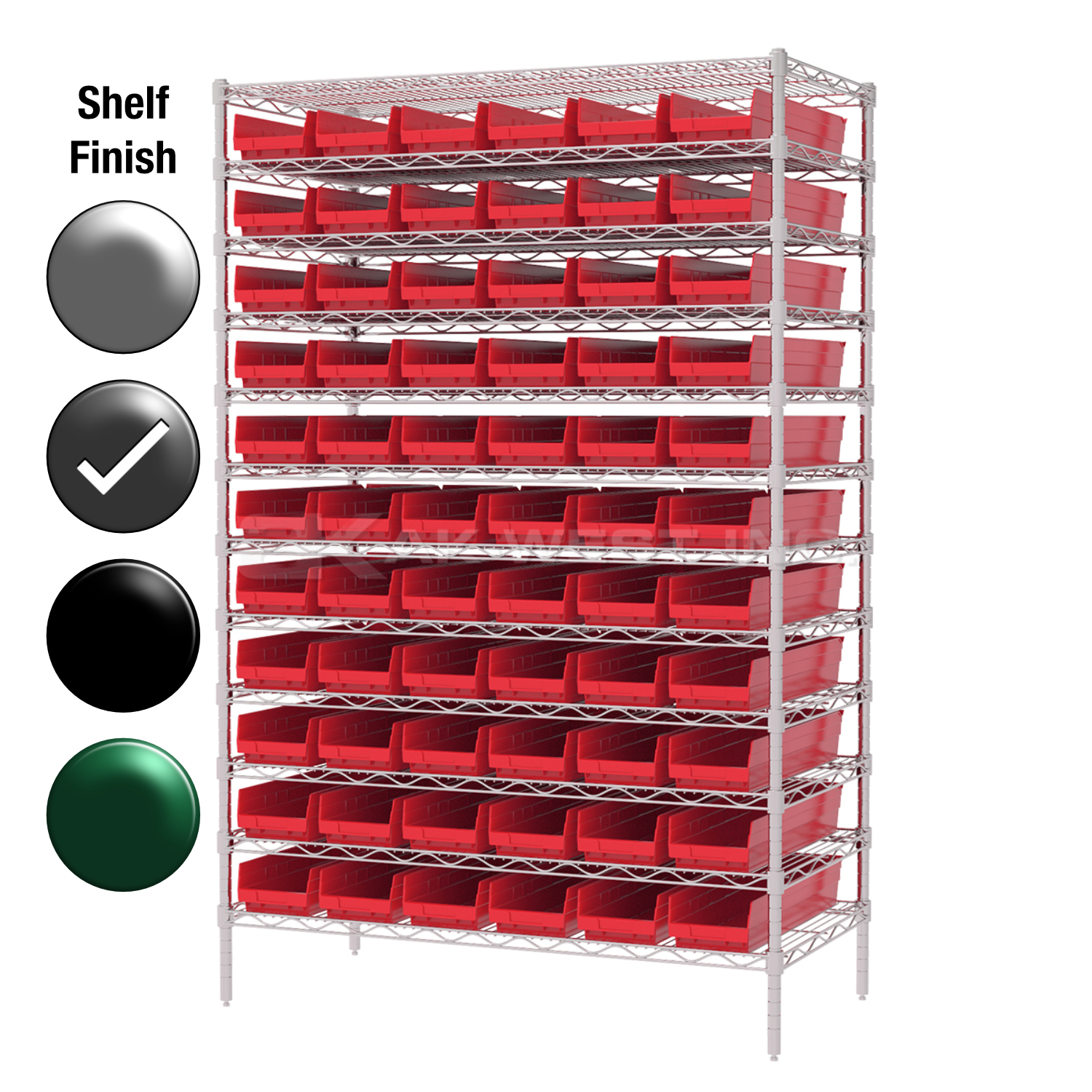 12"D x 48"W x 74"H Grey Epoxy Shelf w/ (12) Shelves and (66) 30130s