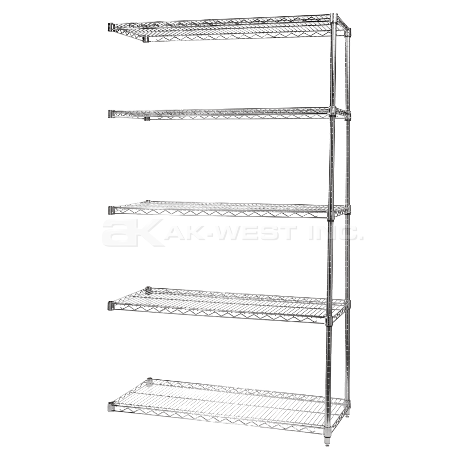 Chrome, 12"D x 48"W x 74"H, 5 Shelf, Wire Shelving Adder Kit
