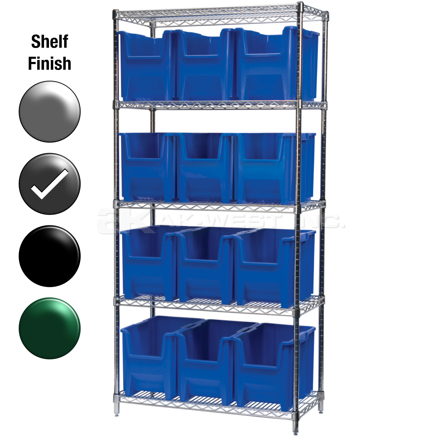 18"D x 36"W x 74"H Grey Epoxy Shelf w/ (5) Shelves and (12) 13014s
