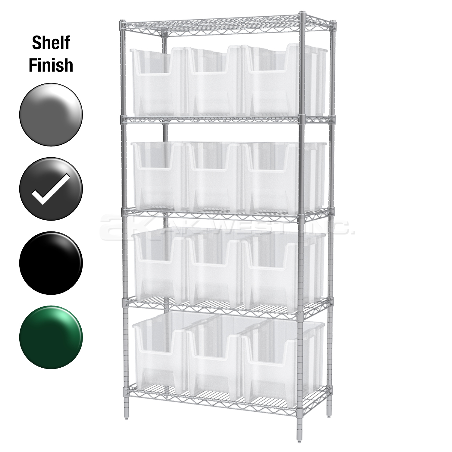 18"D x 36"W x 74"H Grey Epoxy Shelf w/ (5) Shelves and (12) 13014s