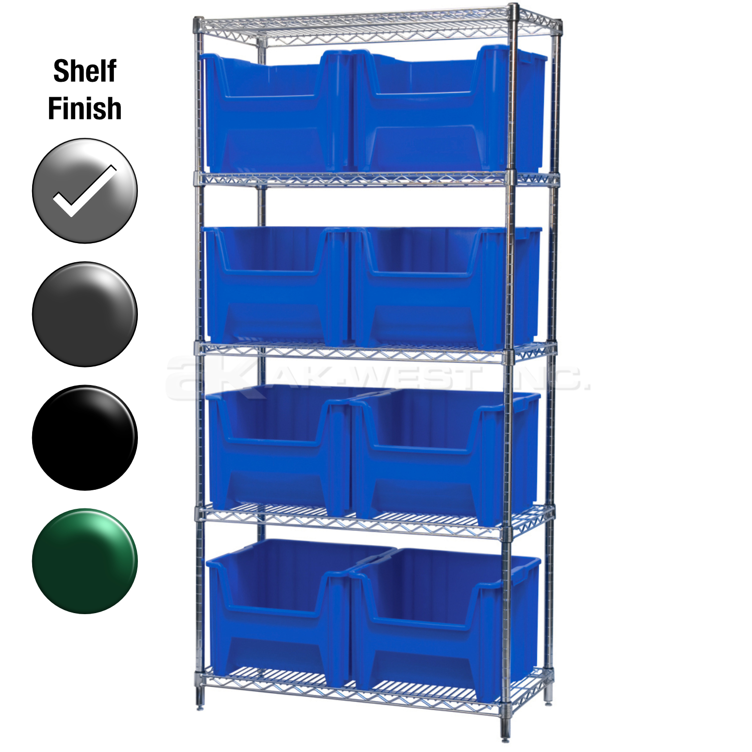 18"D x 36"W x 74"H Chrome Shelf w/ (5) Shelves and (8) 13018s