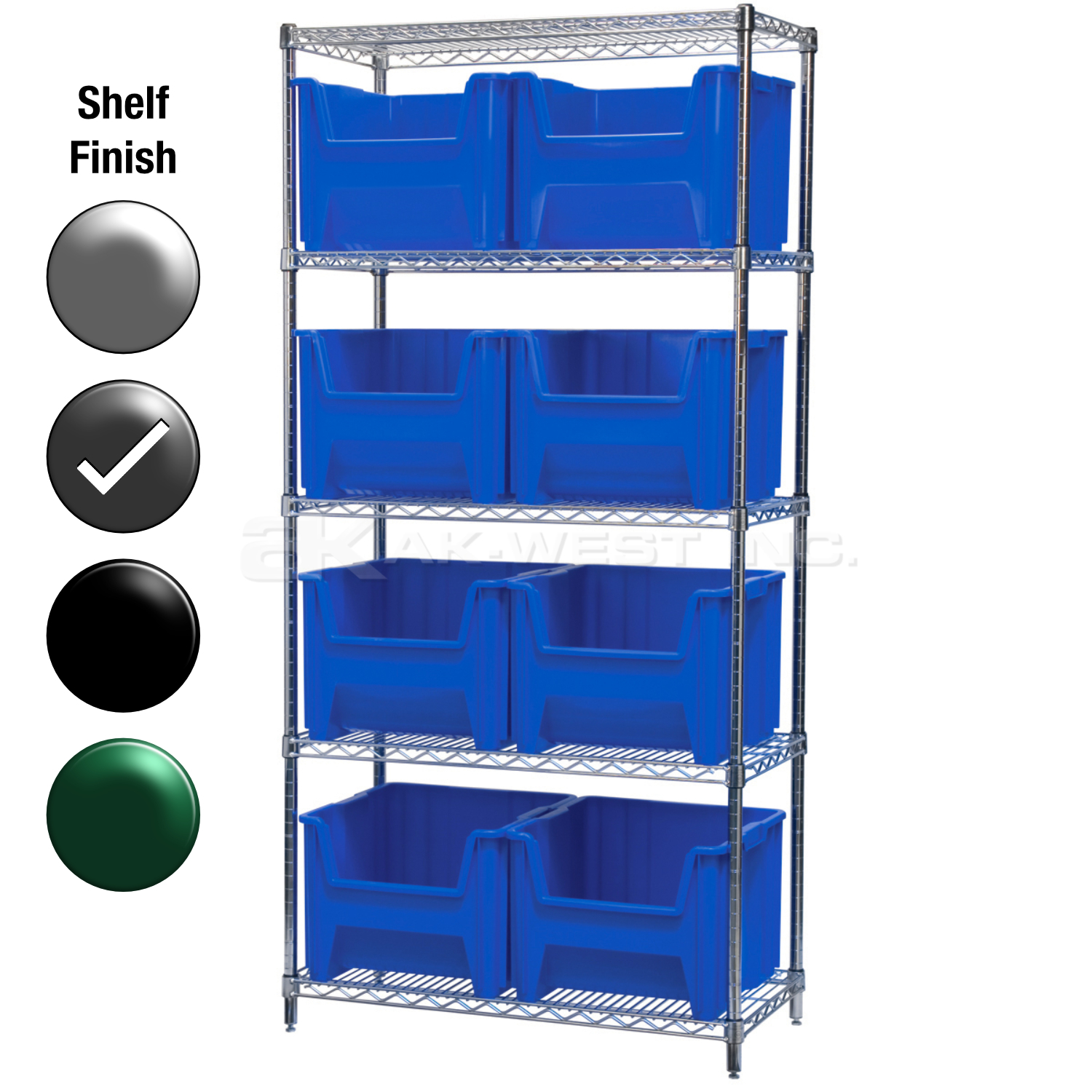 18"D x 36"W x 74"H Grey Epoxy Shelf w/ (5) Shelves and (8) 13018s