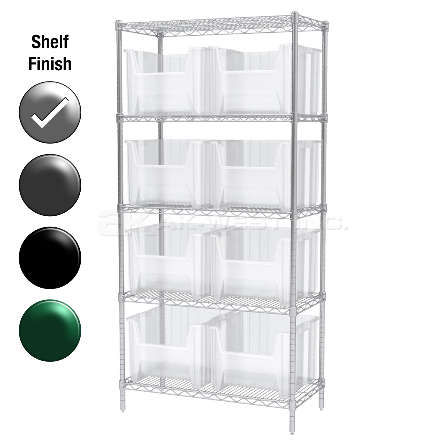 18"D x 36"W x 74"H Chrome Shelf w/ (5) Shelves and (8) 13018s