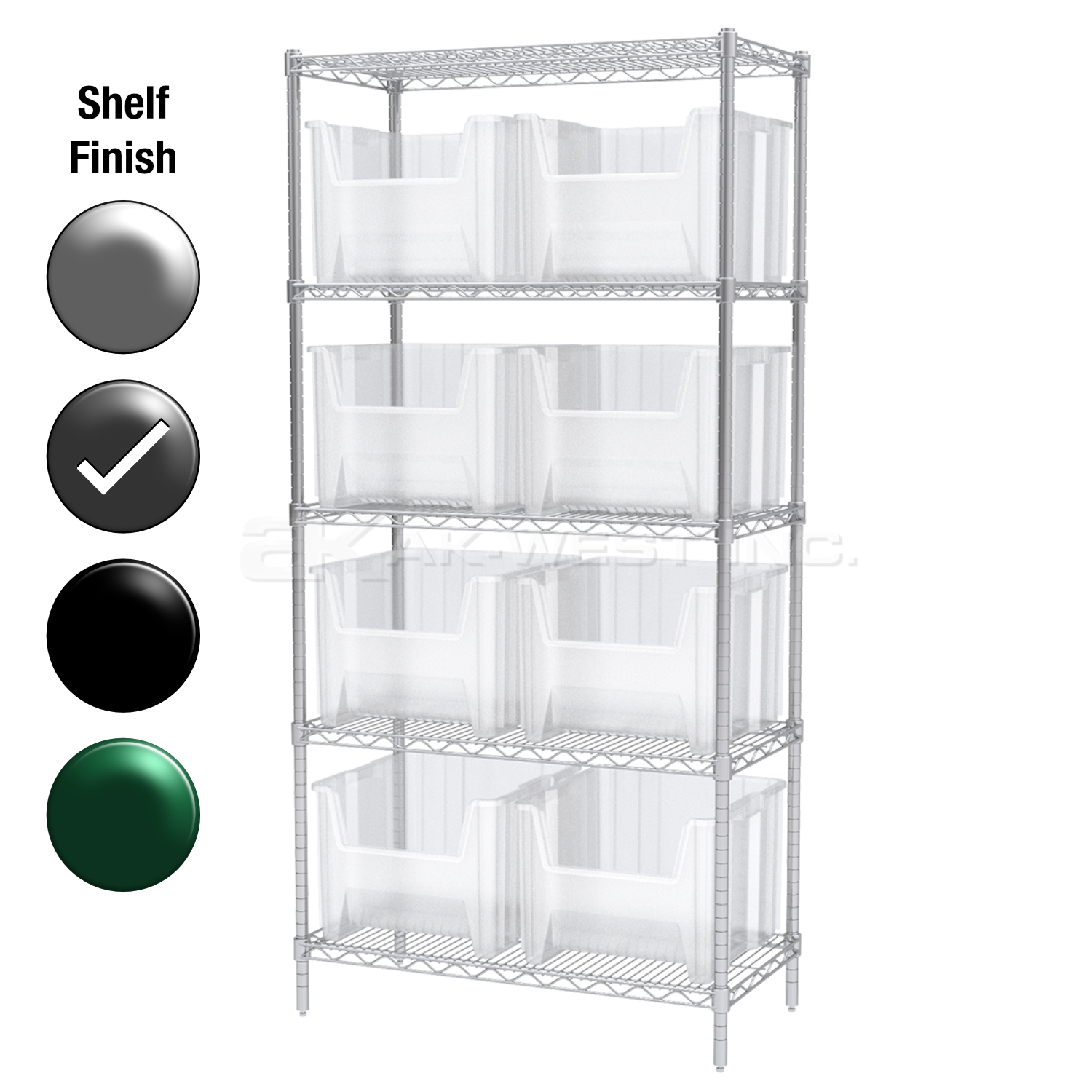 18"D x 36"W x 74"H Grey Epoxy Shelf w/ (5) Shelves and (8) 13018s