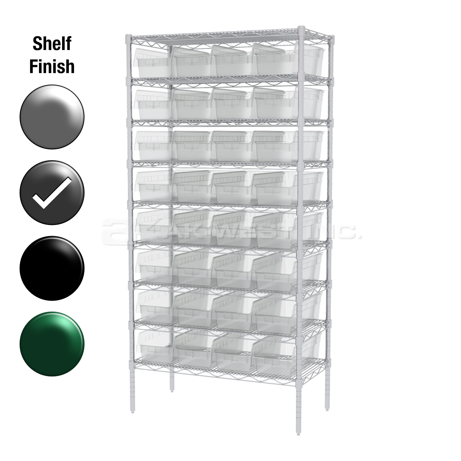 18"D x 36"W x 74"H Grey Epoxy Shelf w/ (9) Shelves and (32) 30088s