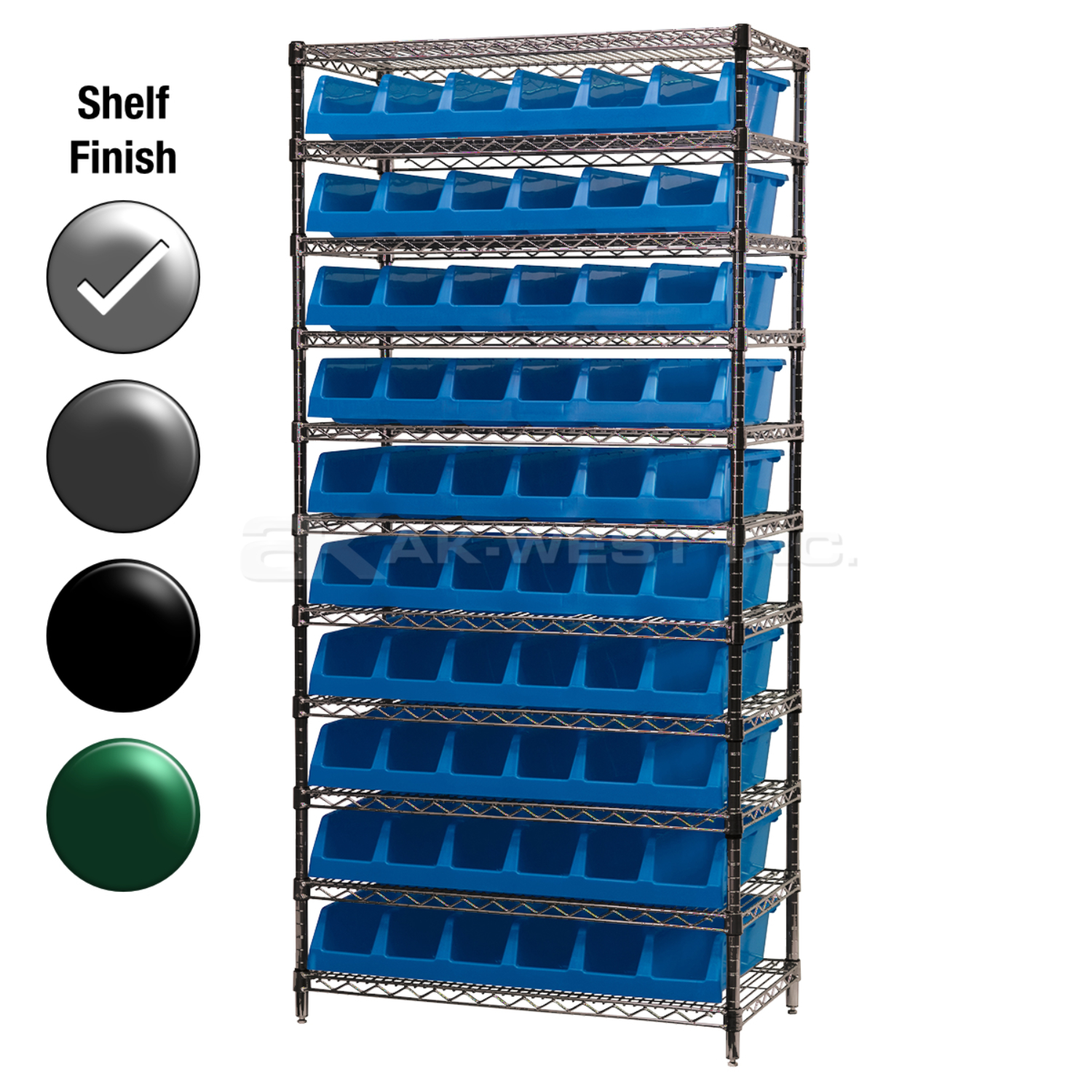 18"D x 36"W x 74"H Chrome Shelf w/ (11) Shelves and (10) 30318s