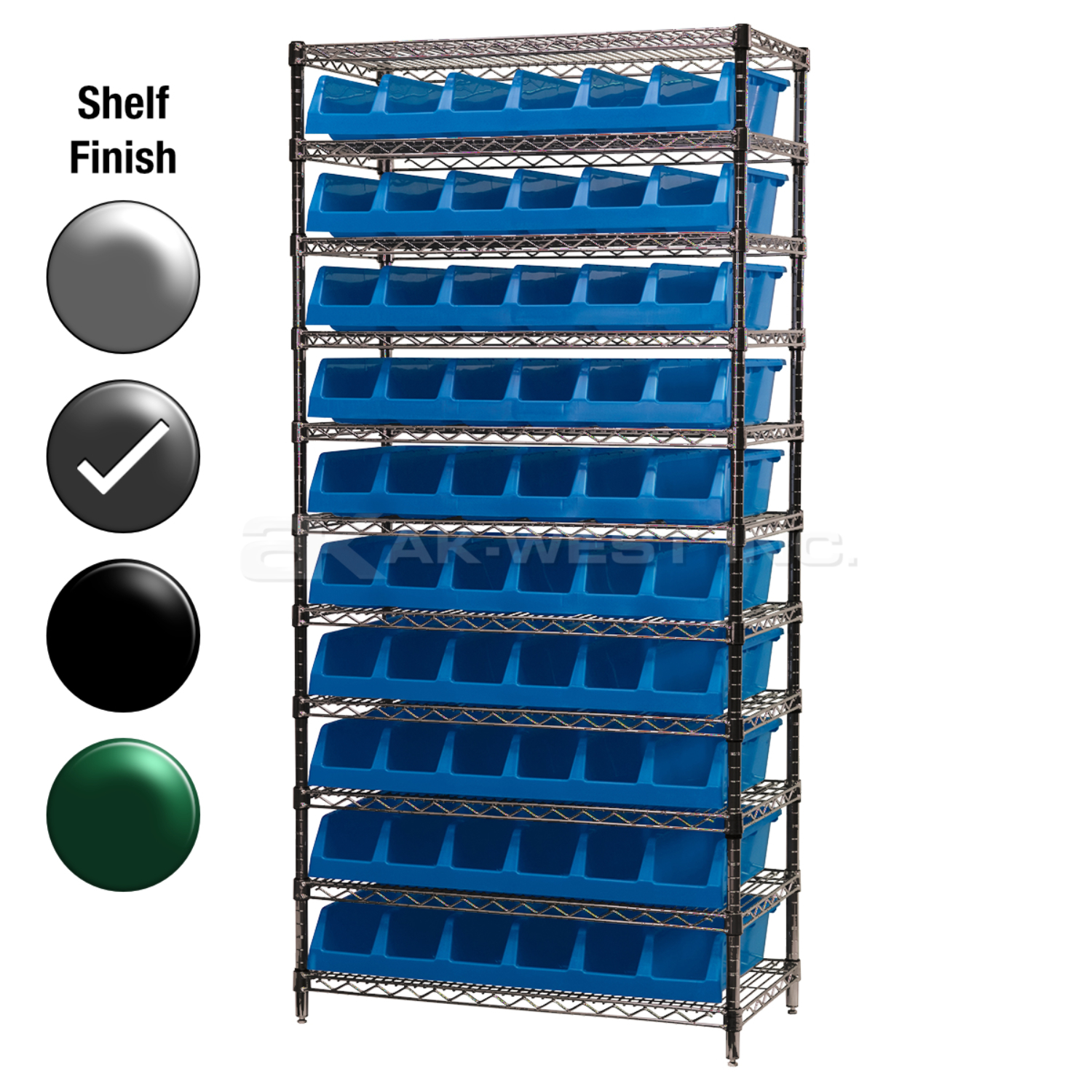 18"D x 36"W x 74"H Grey Epoxy Shelf w/ (11) Shelves and (10) 30318s