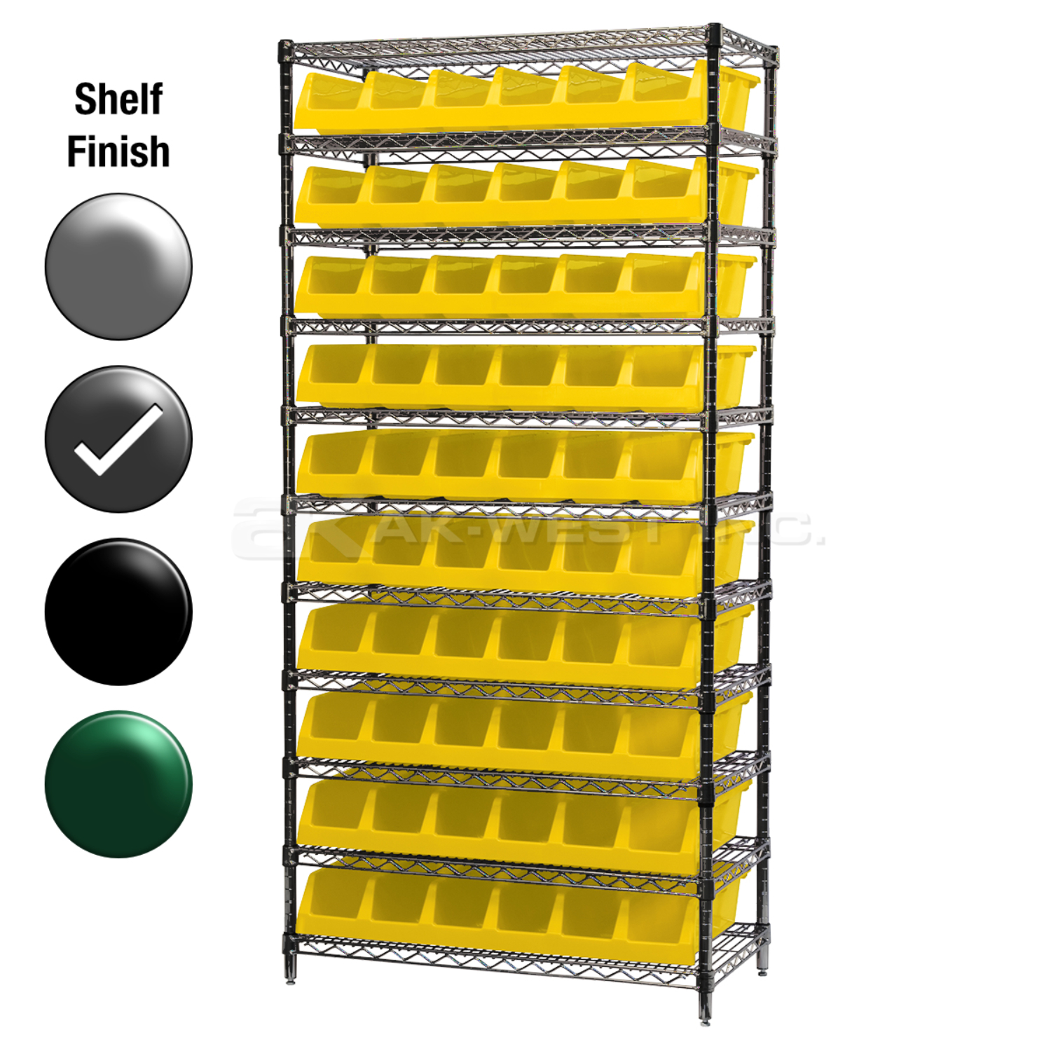 18"D x 36"W x 74"H Grey Epoxy Shelf w/ (11) Shelves and (10) 30318s