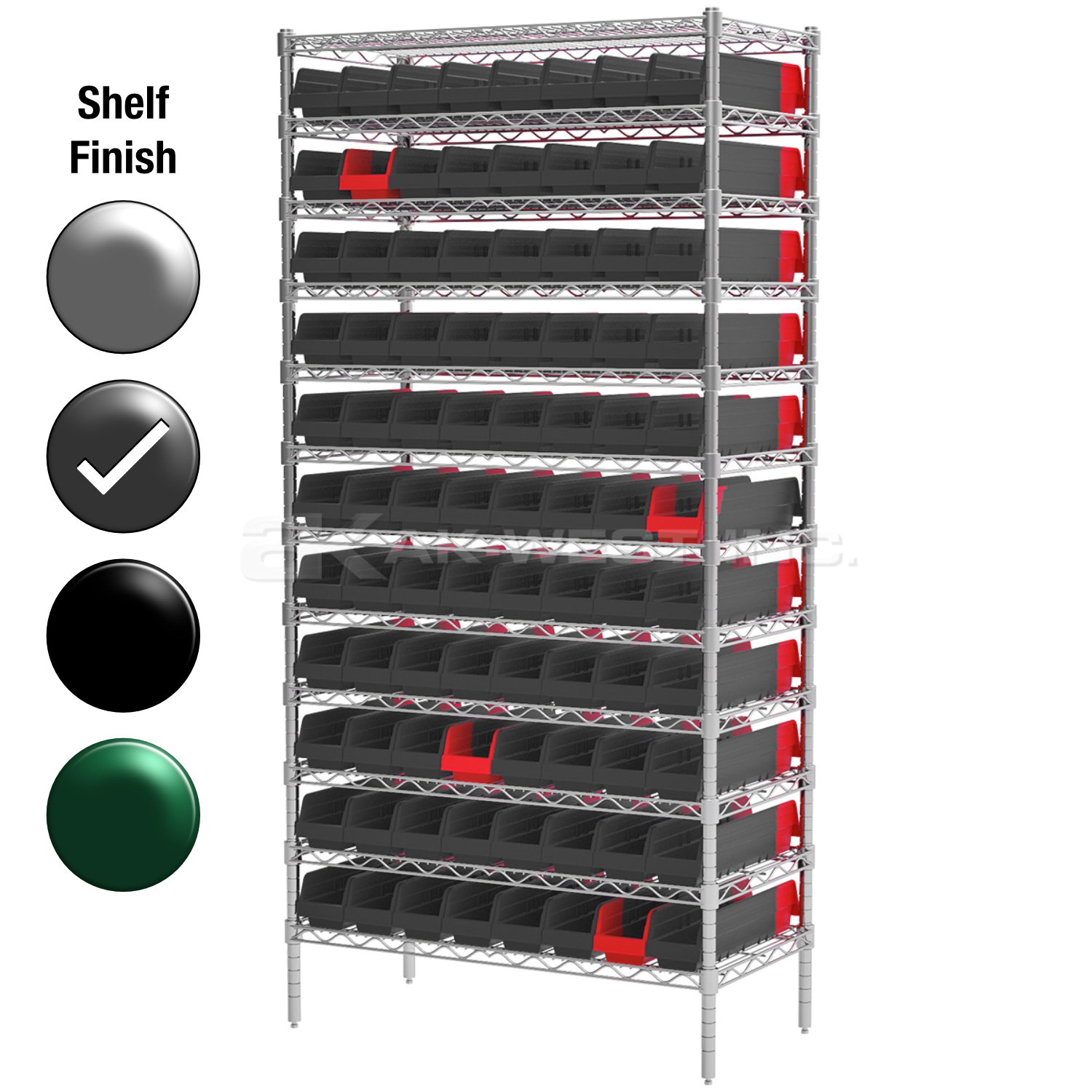 18"D x 36"W x 74"H Grey Epoxy Shelf w/ (12) Shelves and (88) 36448s