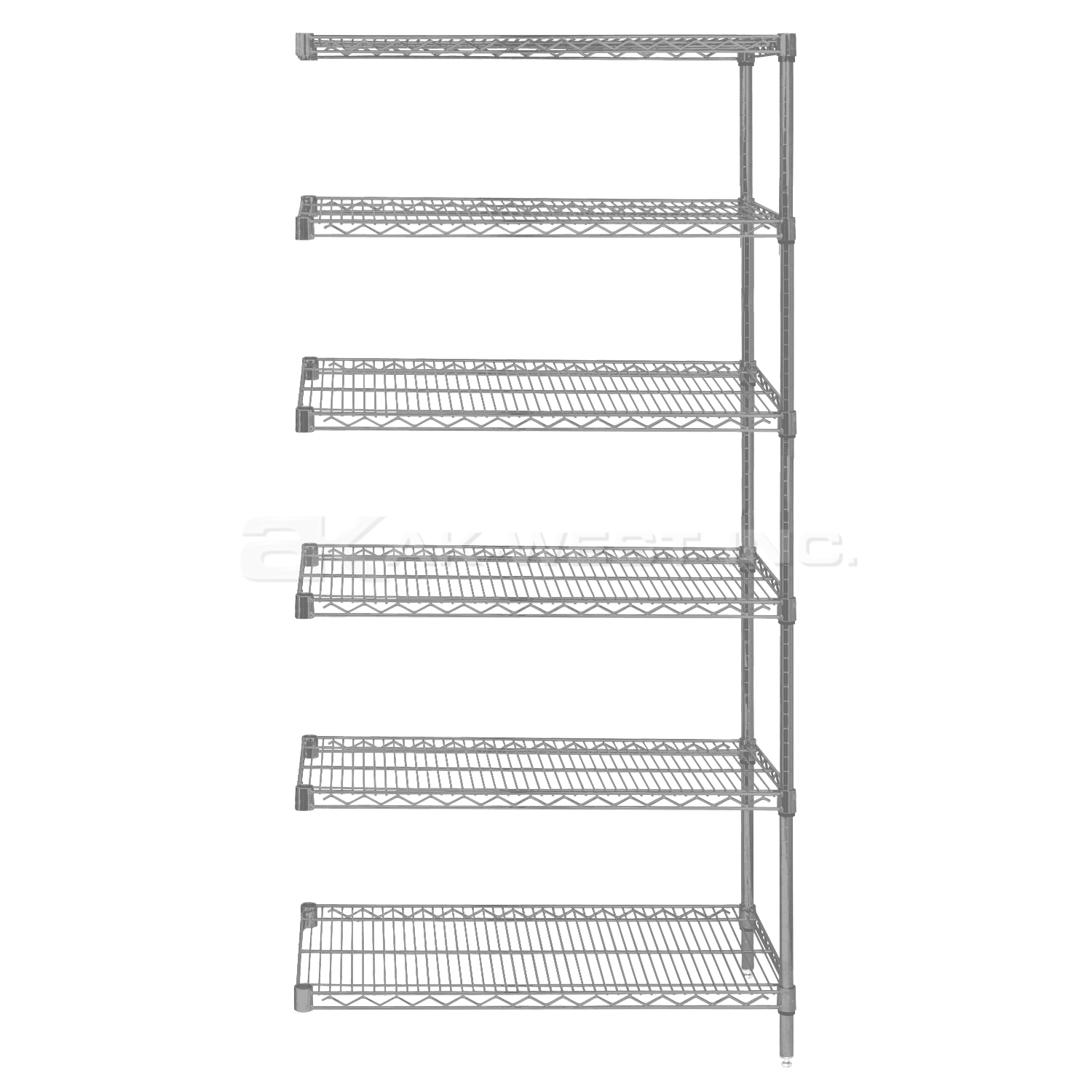 Chrome, 18"D x 36"W x 74"H, 6 Shelf, Wire Shelving Adder Kit