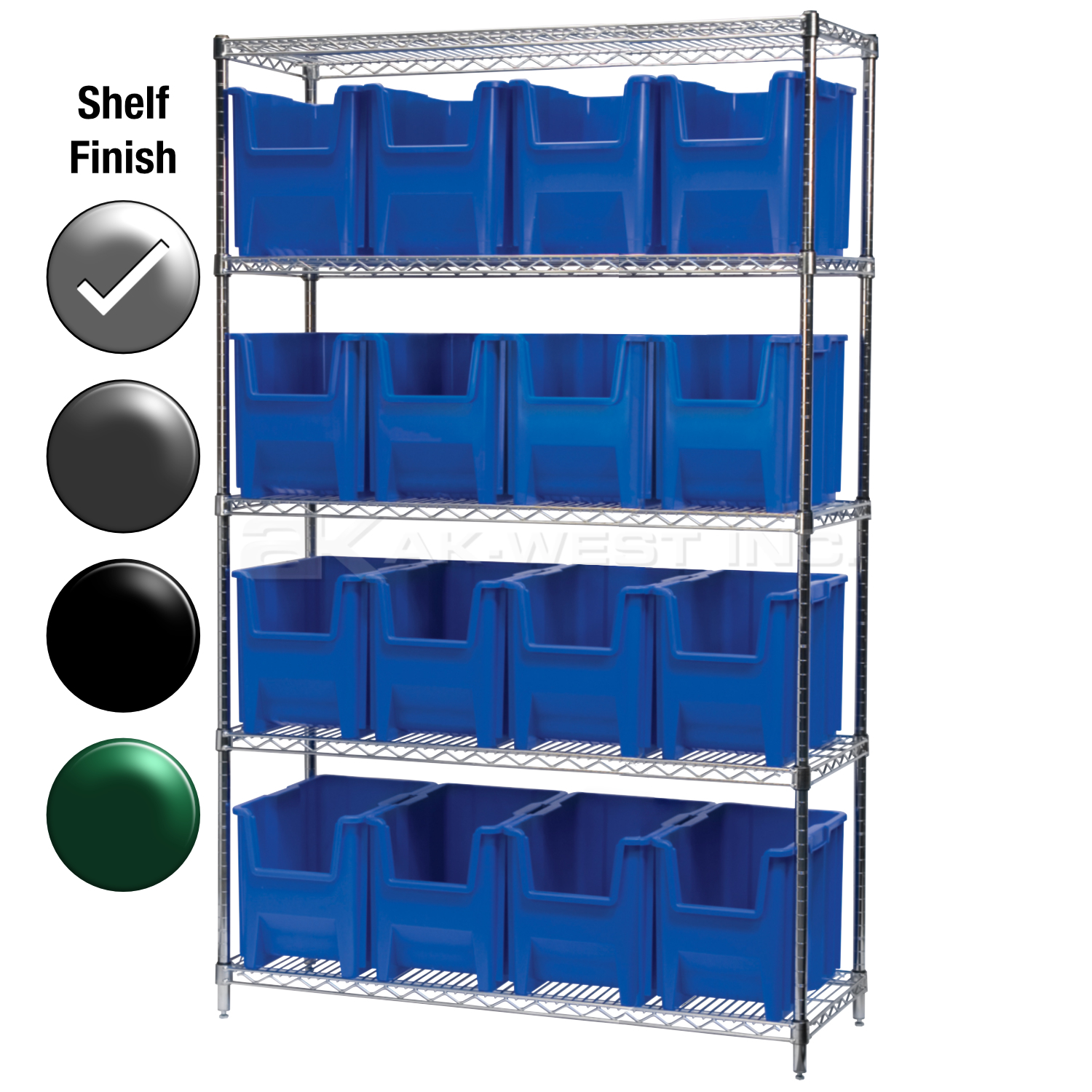 18"D x 48"W x 74"H Chrome Shelf w/ (5) Shelves and (16) 13014s