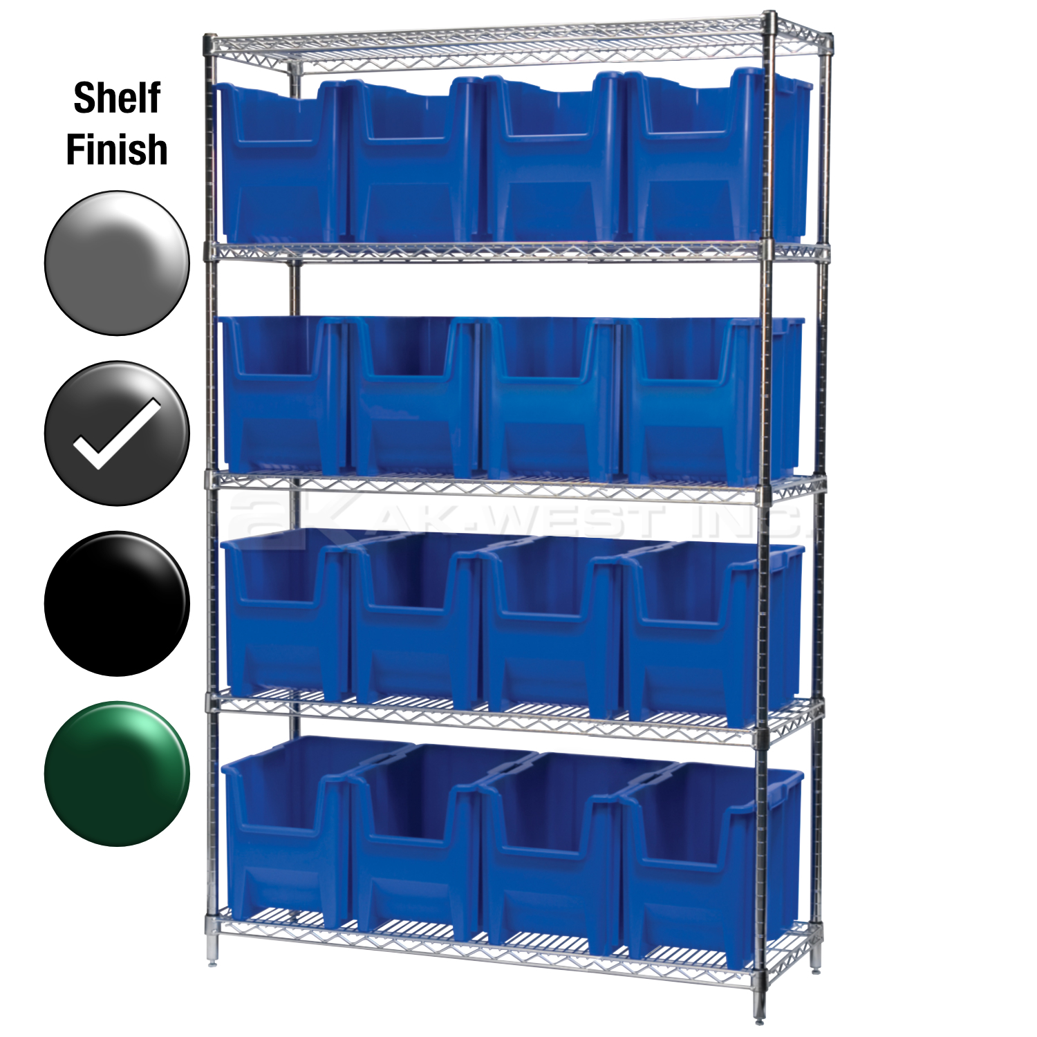 18"D x 48"W x 74"H Grey Epoxy Shelf w/ (5) Shelves and (16) 13014s