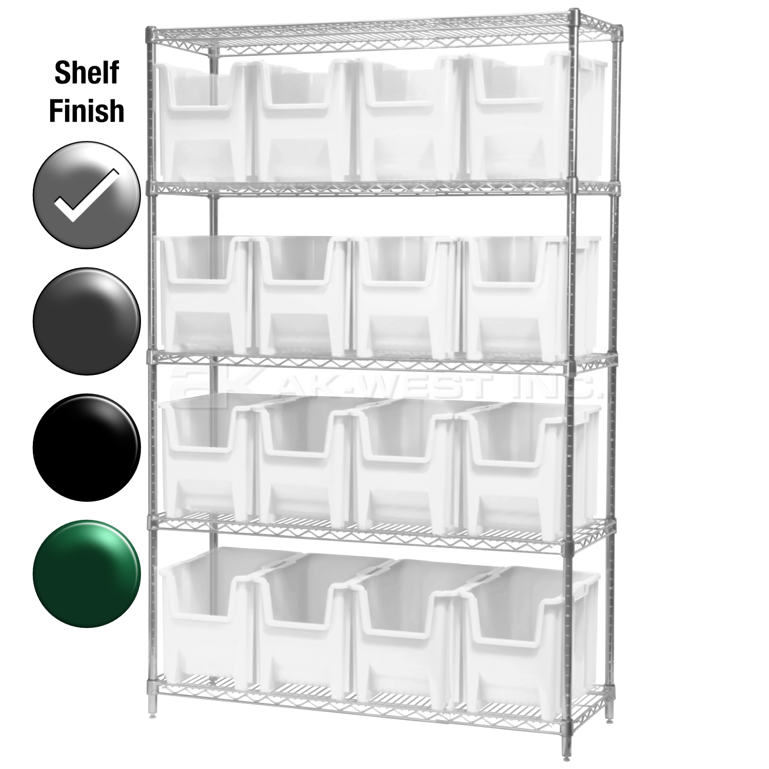 18"D x 48"W x 74"H Chrome Shelf w/ (5) Shelves and (16) 13014s