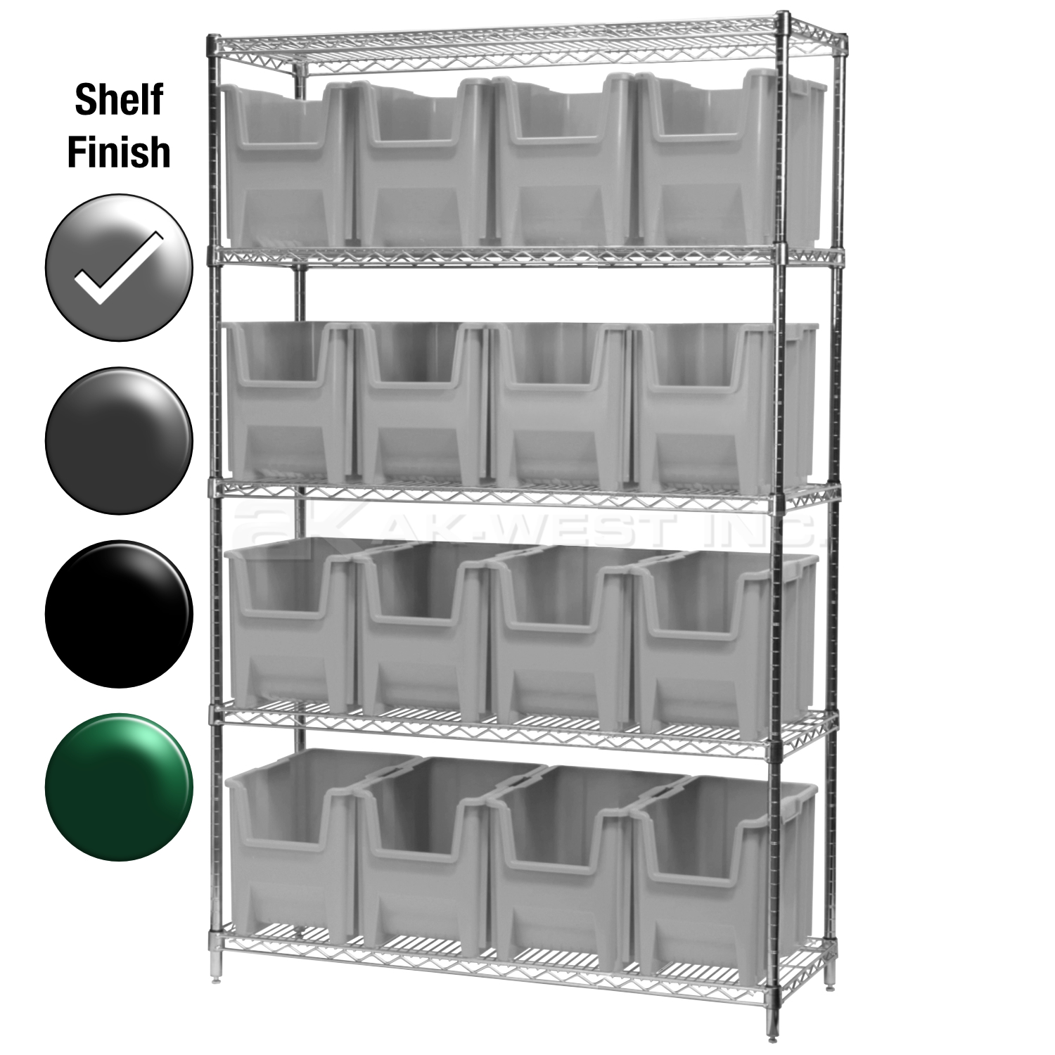 18"D x 48"W x 74"H Chrome Shelf w/ (5) Shelves and (16) 13014s