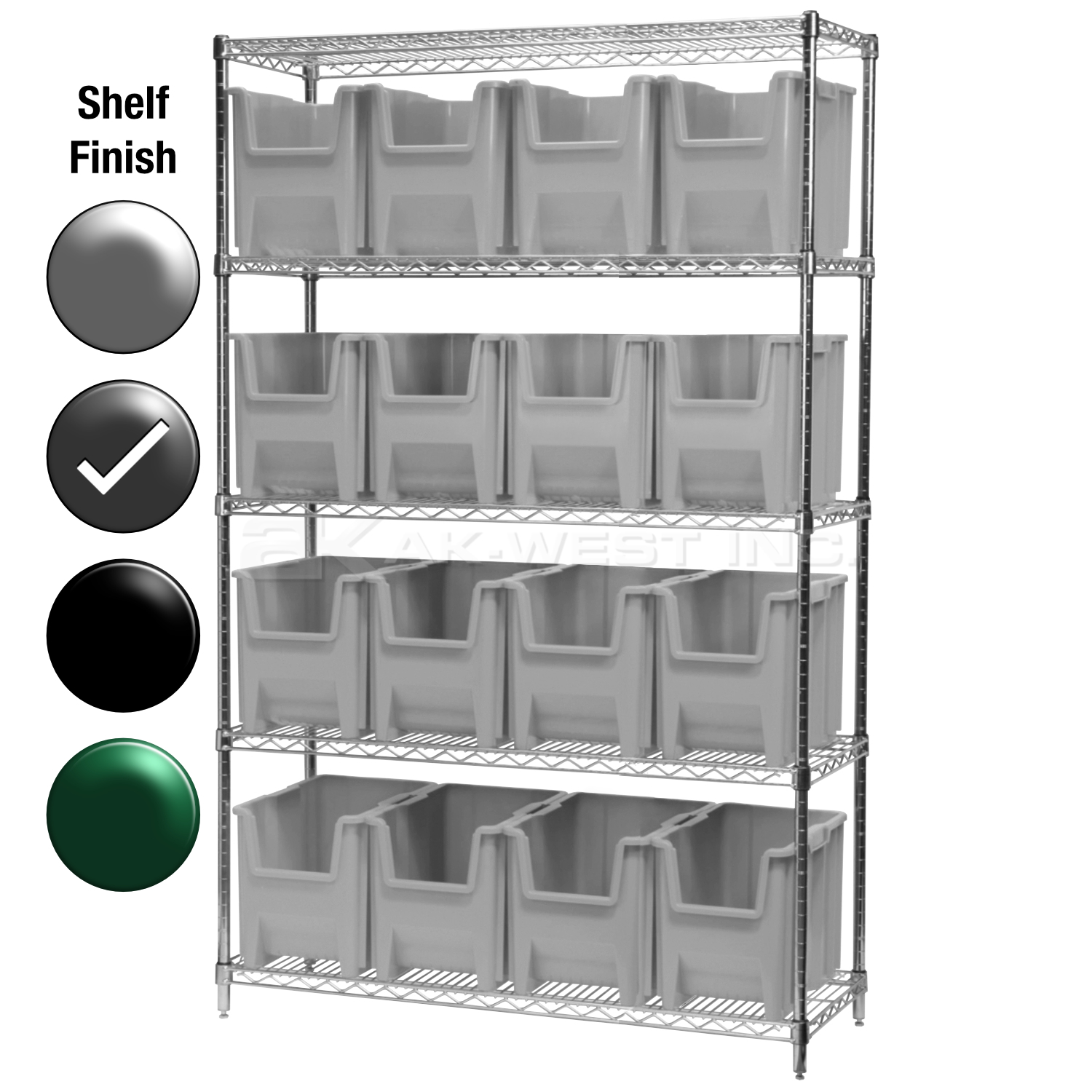 18"D x 48"W x 74"H Grey Epoxy Shelf w/ (5) Shelves and (16) 13014s