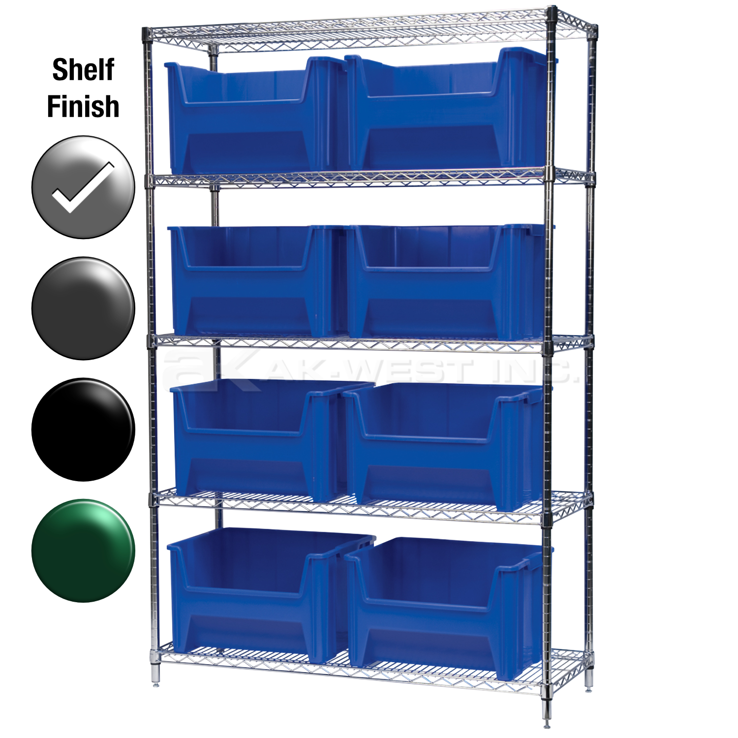 18"D x 48"W x 74"H Chrome Shelf w/ (5) Shelves and (8) 13018s