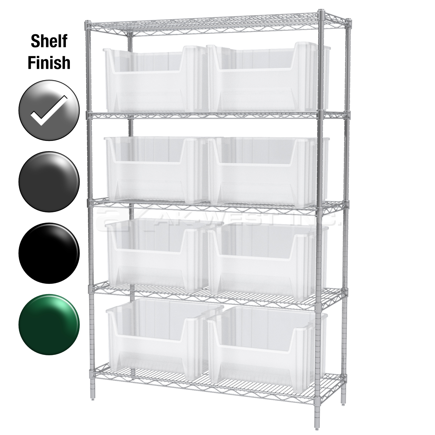 18"D x 48"W x 74"H Chrome Shelf w/ (5) Shelves and (8) 13018s