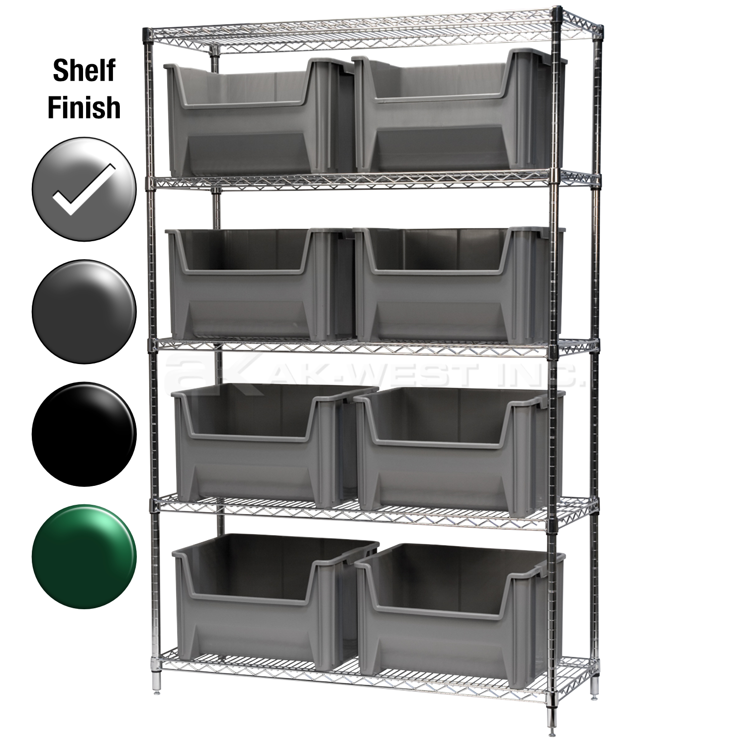 18"D x 48"W x 74"H Chrome Shelf w/ (5) Shelves and (8) 13018s