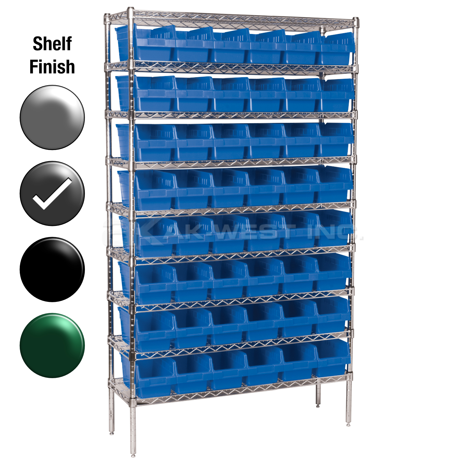 18"D x 48"W x 74"H Grey Epoxy Shelf w/ (9) Shelves and (48) 30098s