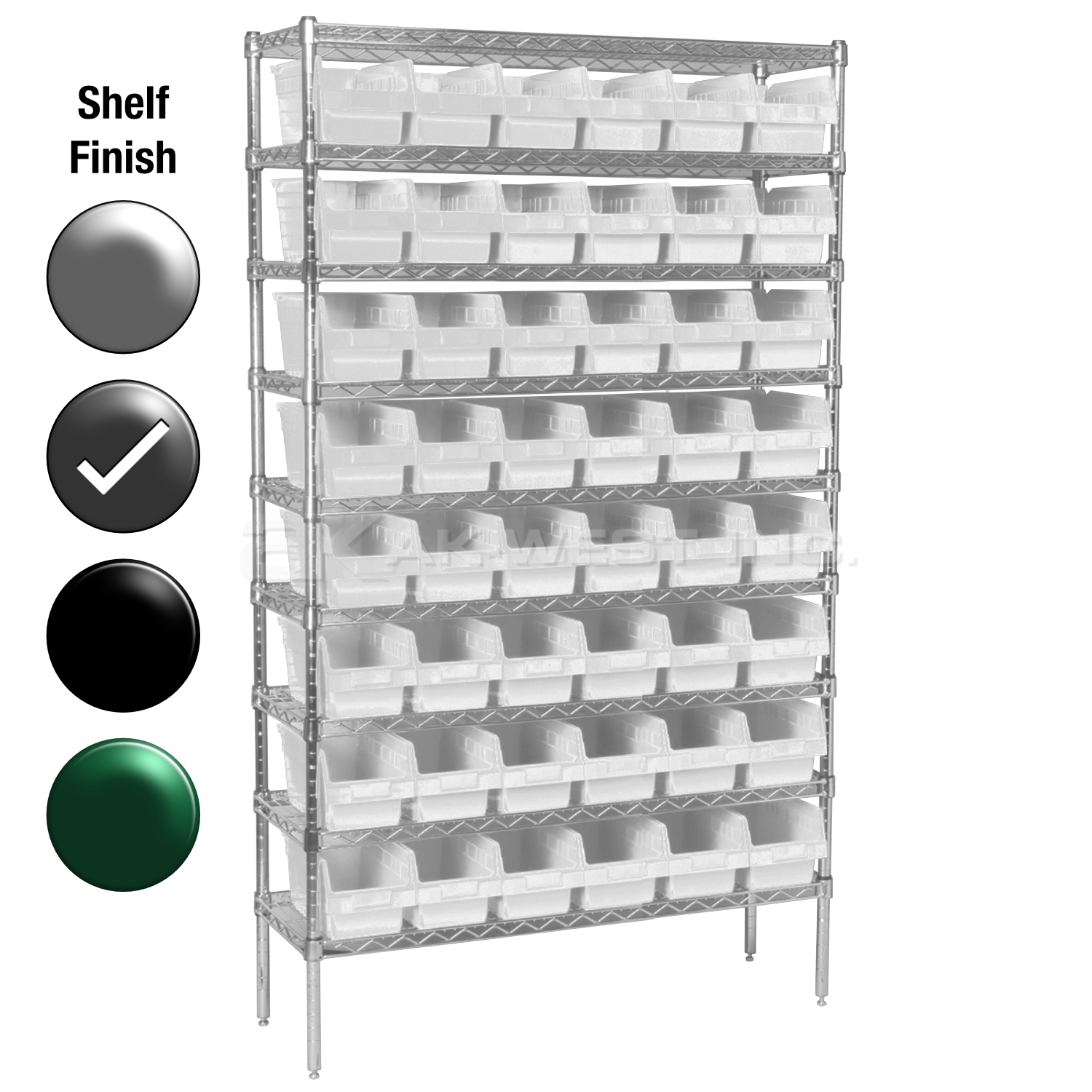 18"D x 48"W x 74"H Grey Epoxy Shelf w/ (9) Shelves and (48) 30098s