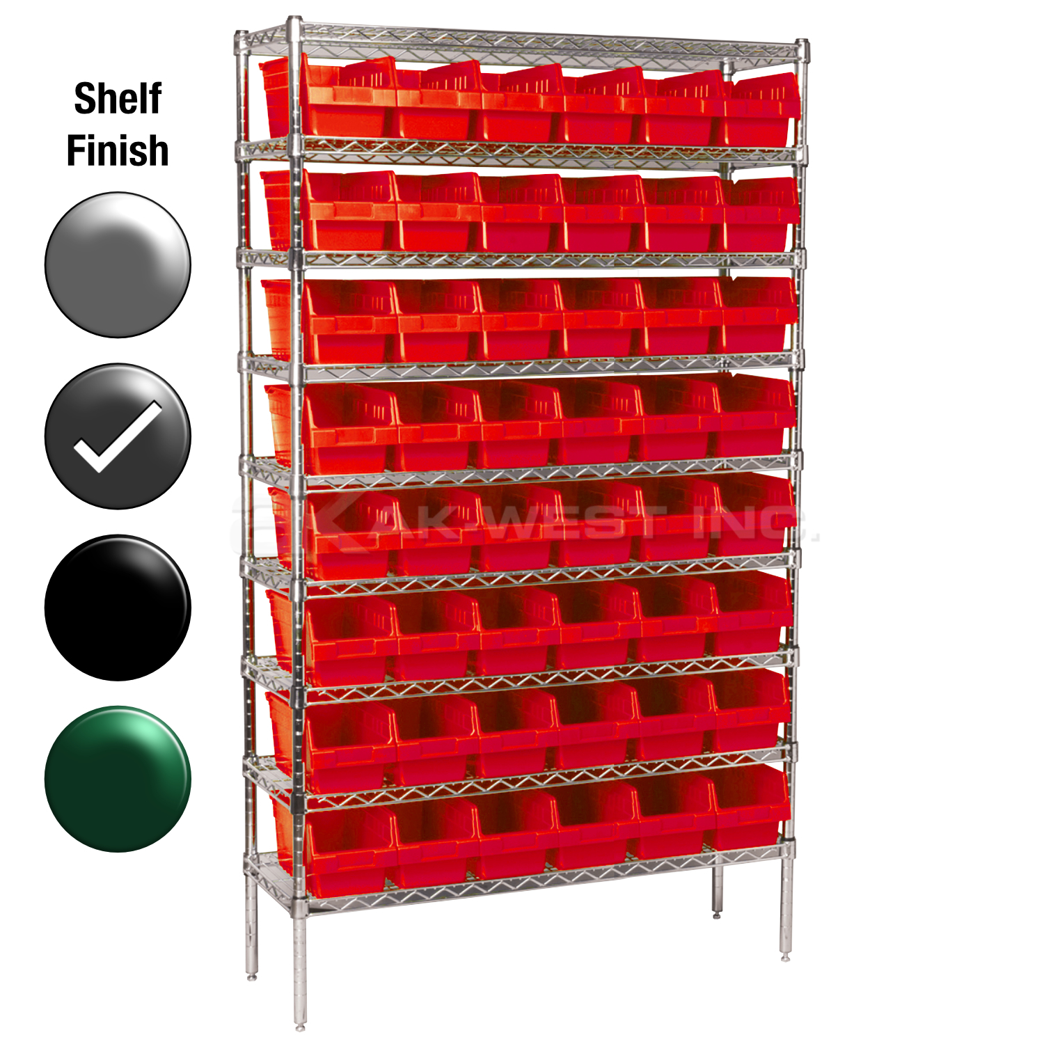 18"D x 48"W x 74"H Grey Epoxy Shelf w/ (9) Shelves and (48) 30098s