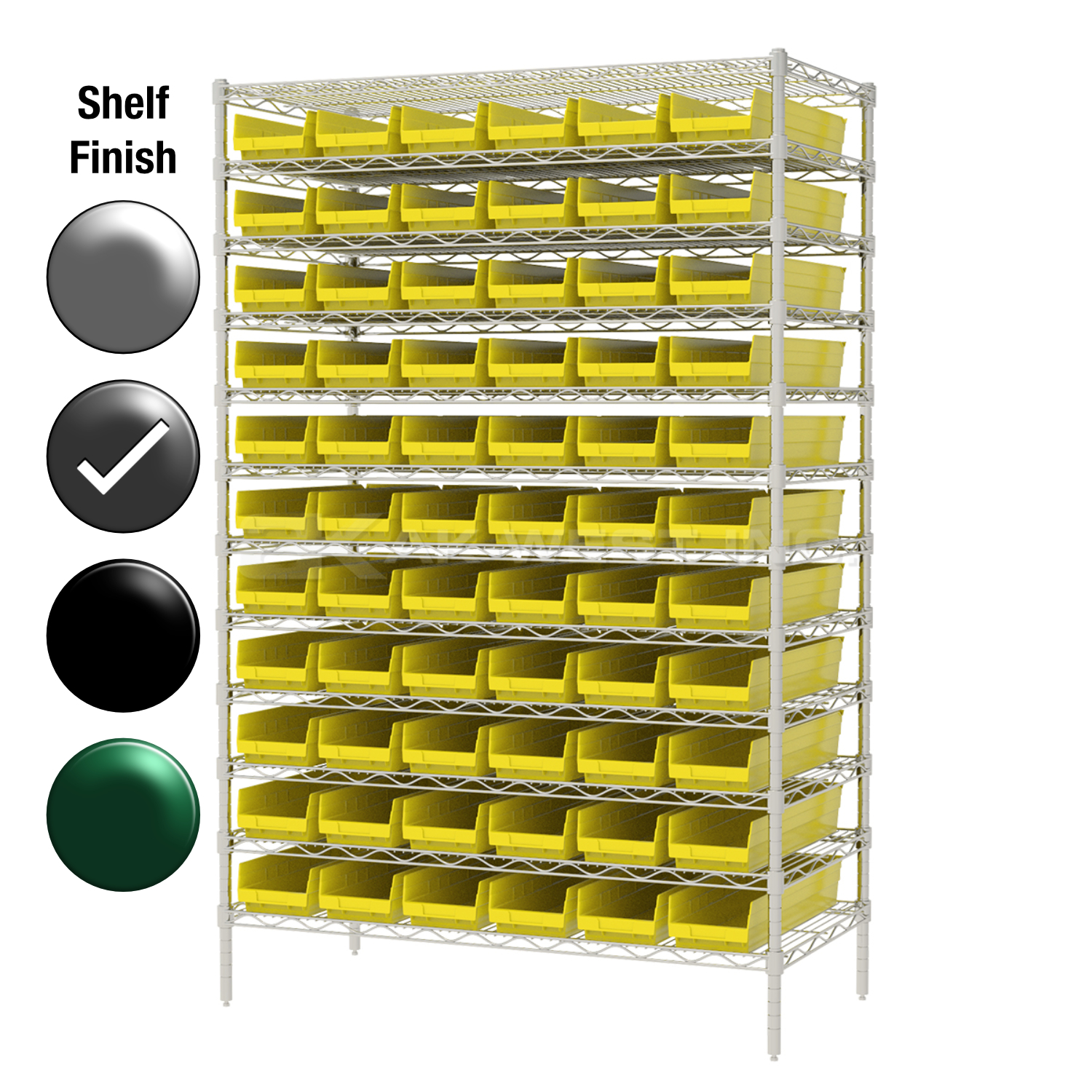 18"D x 48"W x 74"H Grey Epoxy Shelf w/ (12) Shelves and (66) 30138s