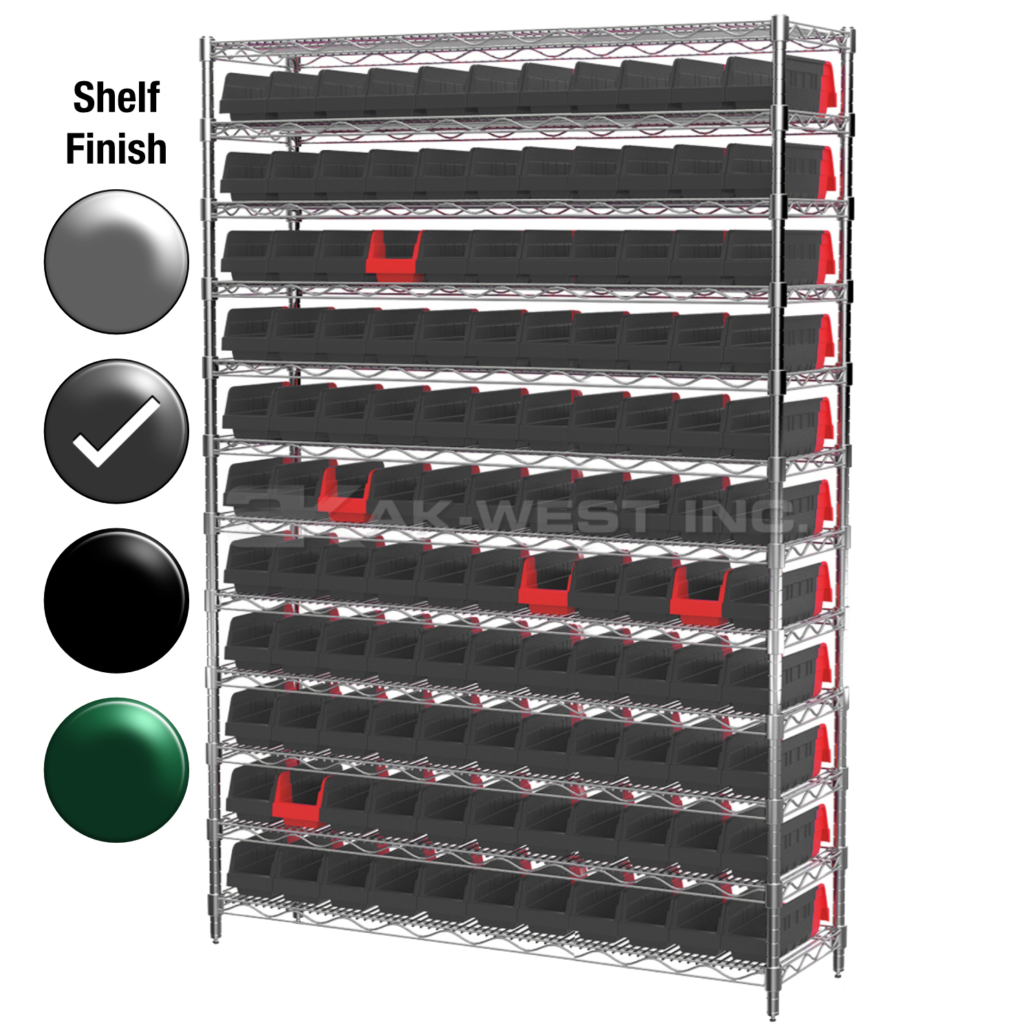 18"D x 48"W x 74"H Grey Epoxy Shelf w/ (12) Shelves and (121) 36448s
