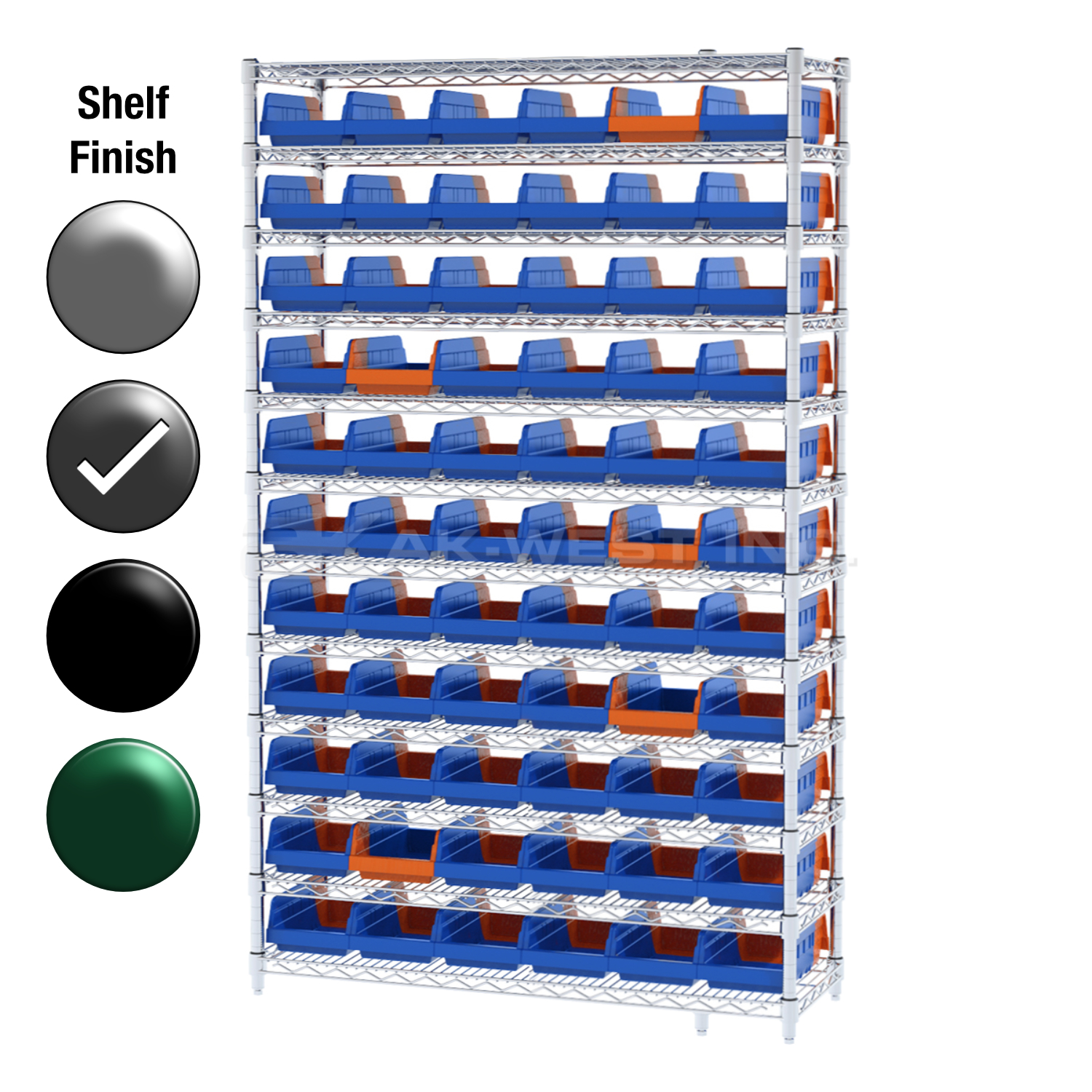 18"D x 48"W x 74"H Grey Epoxy Shelf w/ (12) Shelves and (66) 36468s