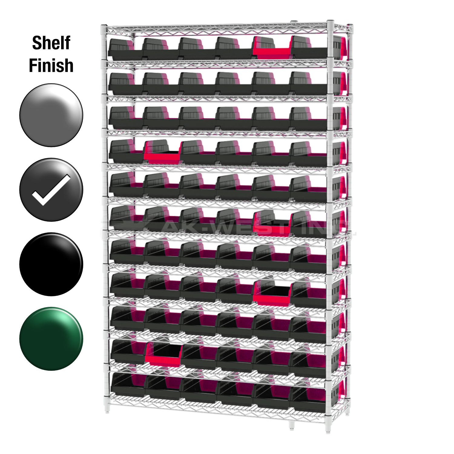 18"D x 48"W x 74"H Grey Epoxy Shelf w/ (12) Shelves and (66) 36468s