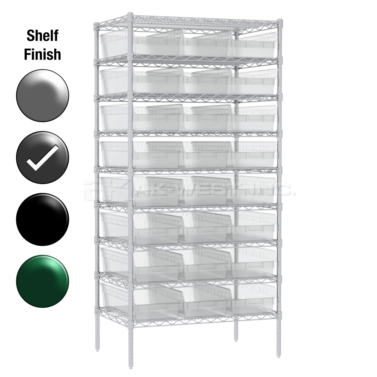 24"D x 36"W x 74"H Grey Epoxy Shelf w/ (9) Shelves and (24) 30014s