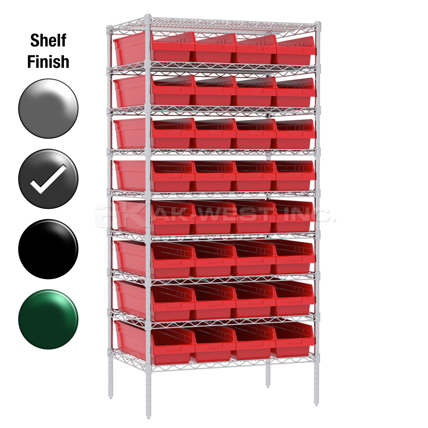 24"D x 36"W x 74"H Grey Epoxy Shelf w/ (9) Shelves and (32) 30084s
